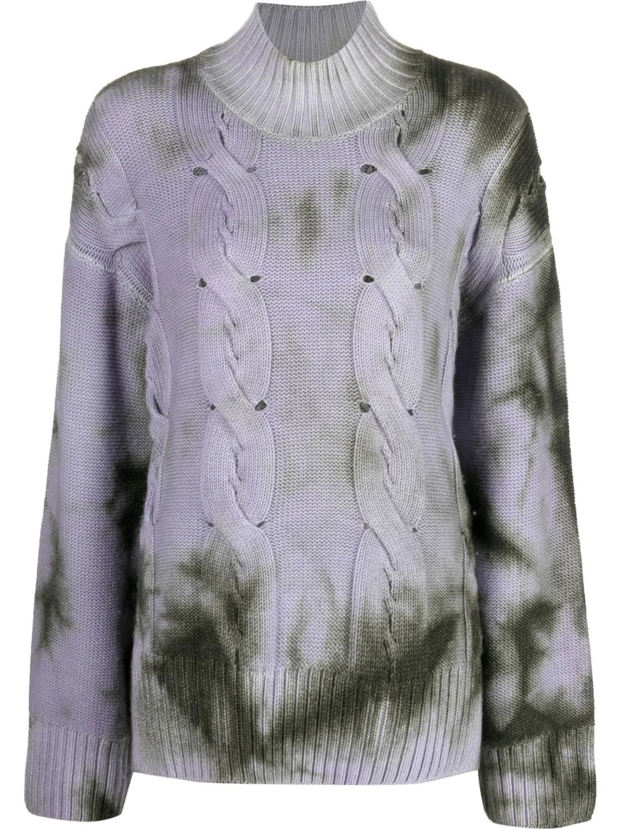 Off-White o1gr1nt0125 Tie Dye Turtleneck Sweater in Military Size M / US 6-8 / IT 42-44 - 1 Thumbnail