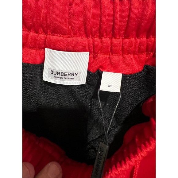 Burberry Mens Track Pants Bright Red Side Stripe Casual Jogg