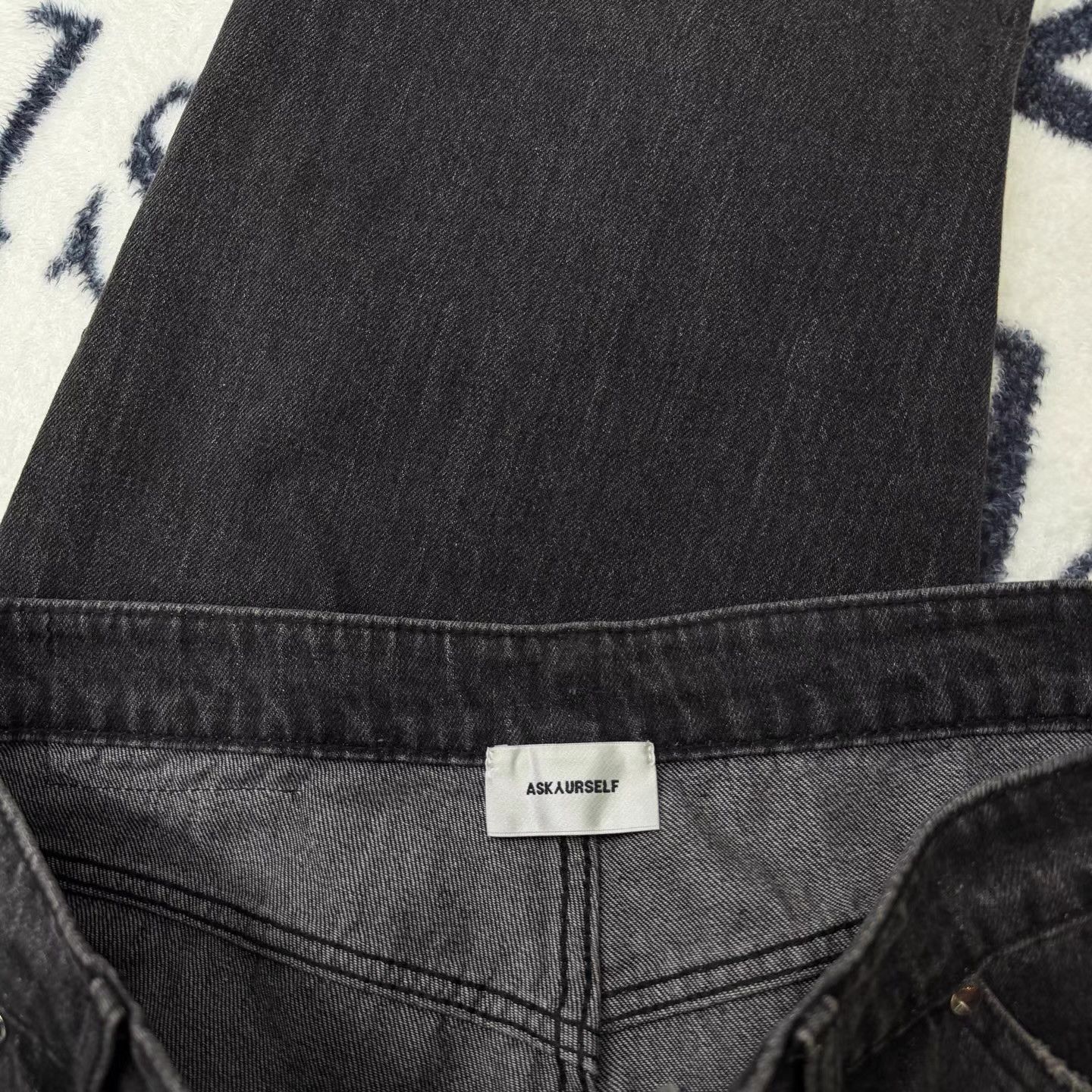 Askyurself Askyurself Black Washed Double-Knee Jeans Q10 Size US 38 / EU 54 - 3 Thumbnail