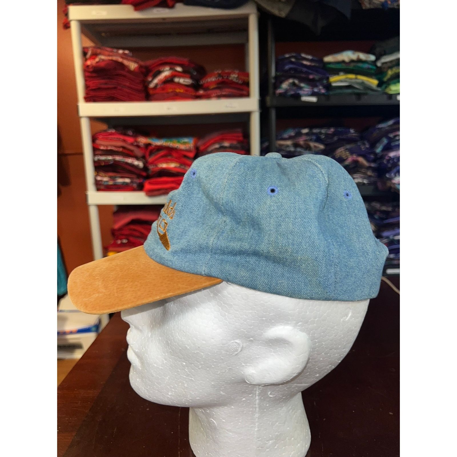 Vintage Vintage Fitzgeralds Hat 2000 Denim Cap Headwear Black Hawk Size ONE SIZE - 3 Thumbnail
