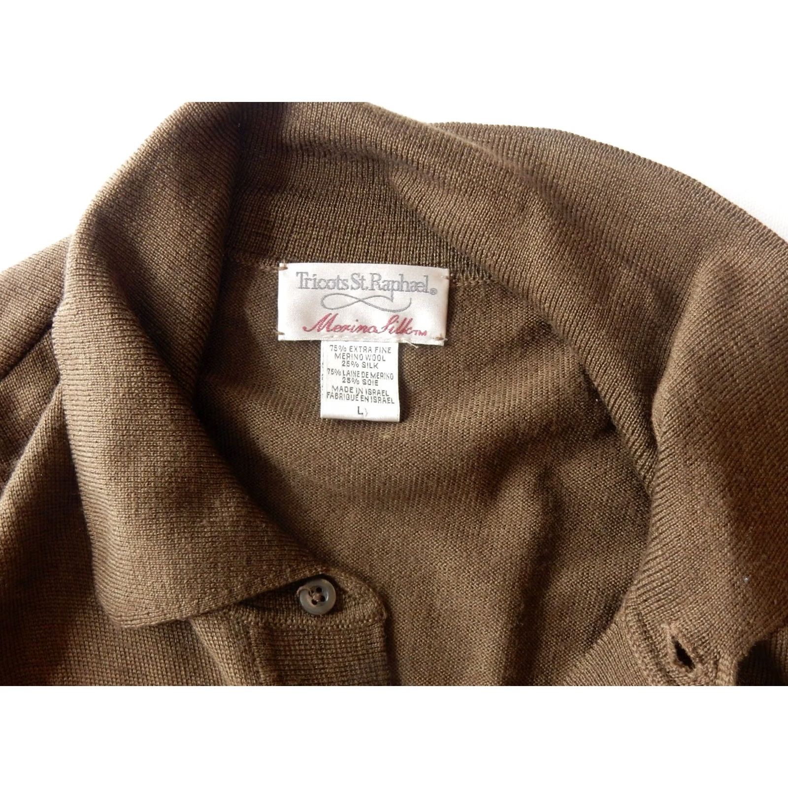 Vintage Tricots St. Raphael Shirt Button-Up Long Sleeve Men L Brown Wool&Silk Blend Front Shirt Size US L / EU 52-54 / 3 - 4 Thumbnail