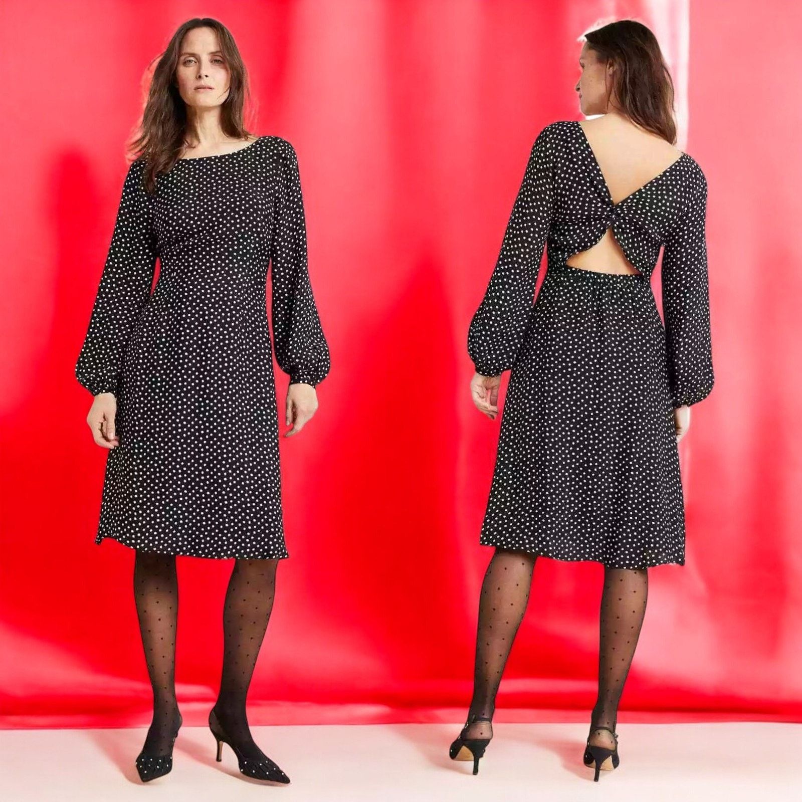 Anthropologie Anthropologie Agatha Midi Dress $160 SIZE 2 B&W Polka Dot Size XS / US 0-2 / IT 36-38 - 1 Thumbnail