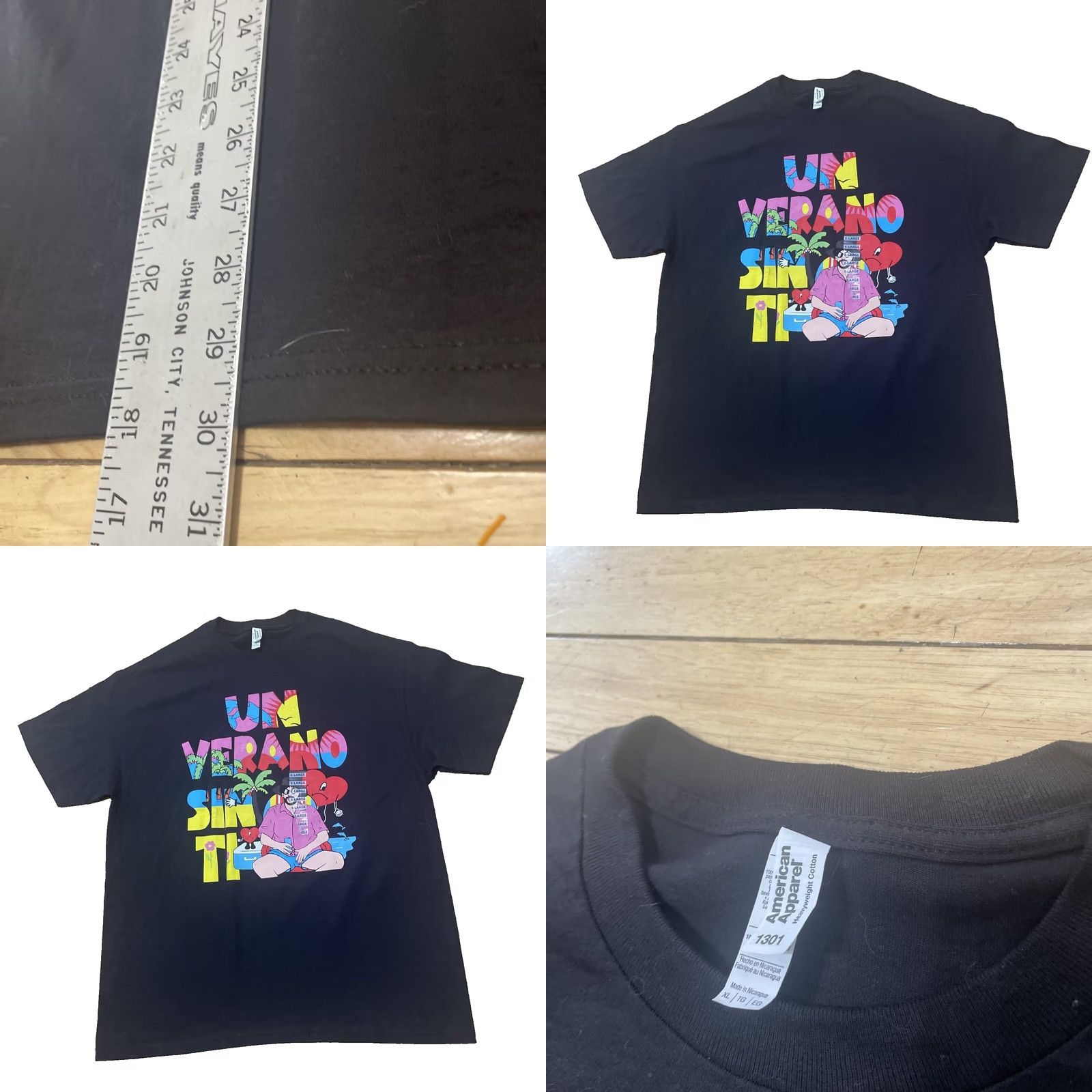 American Apparel VINTAGE American Apparel Bad Bunny Shirt Men XL Black Un Verano Sin Ti Tropical Tee New Size US XL / EU 56 / 4 - 8 Thumbnail