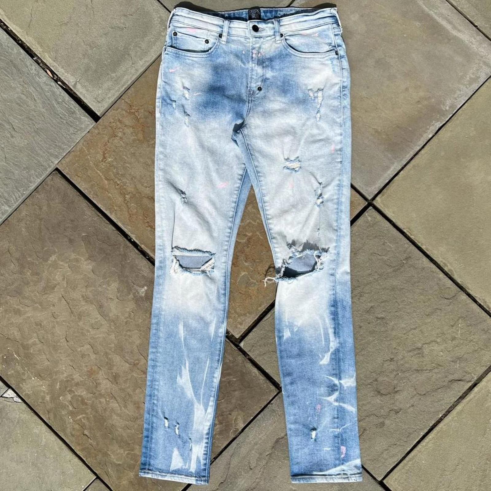 Prps Distressed Pink Paint Splatter Ripped Light Wash Slim Jeans Size US 30 / EU 46 - 1 Thumbnail