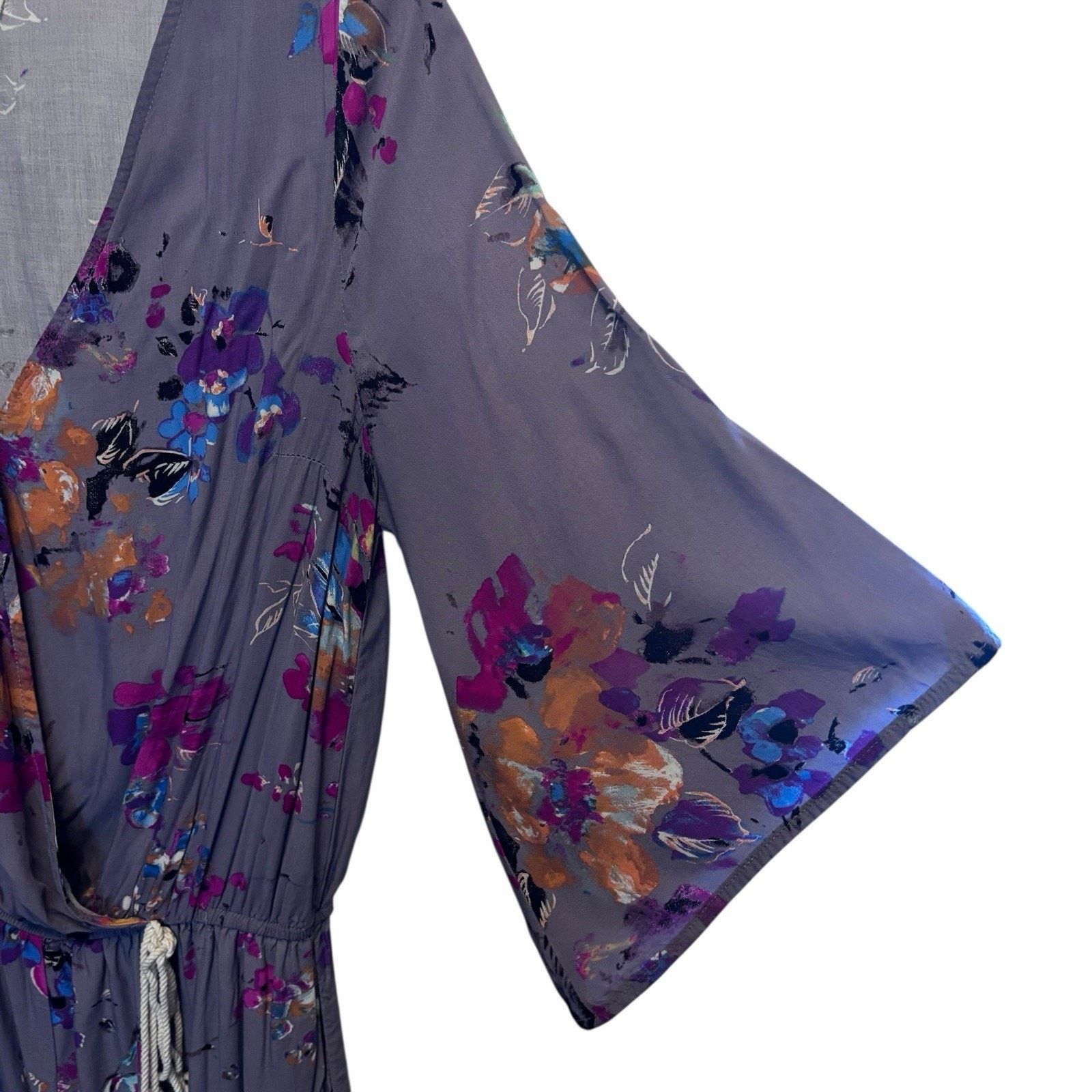 Other Umgee Boho Floral Romper Medium Purple Flutter Sleeve Size 26" / US 2 / IT 38 - 7 Thumbnail