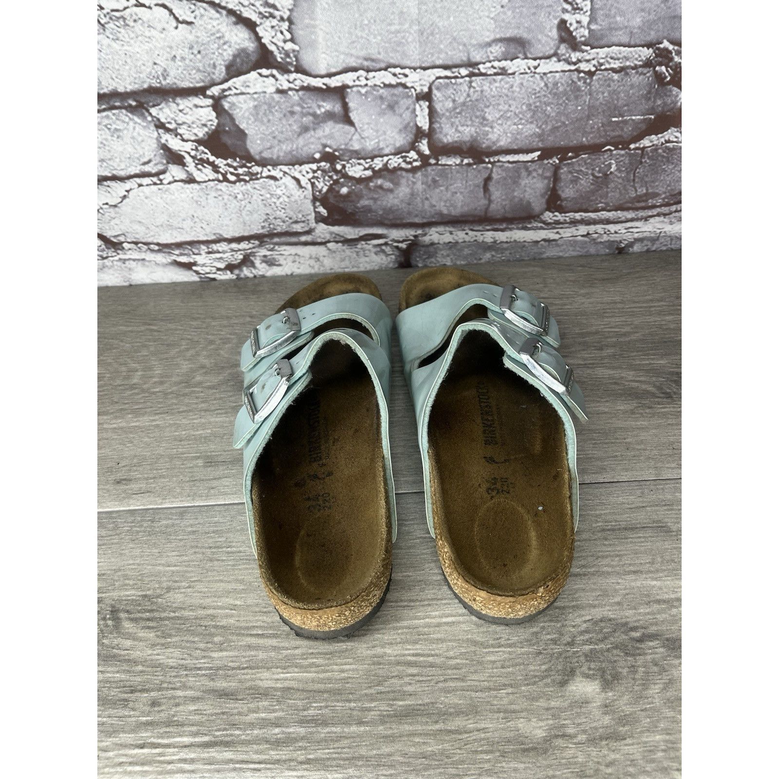 Birkenstock Birkenstock Arizona Turquoise Leather Slide Sandals Big Girl Size US 4 / IT 34 - 6 Thumbnail
