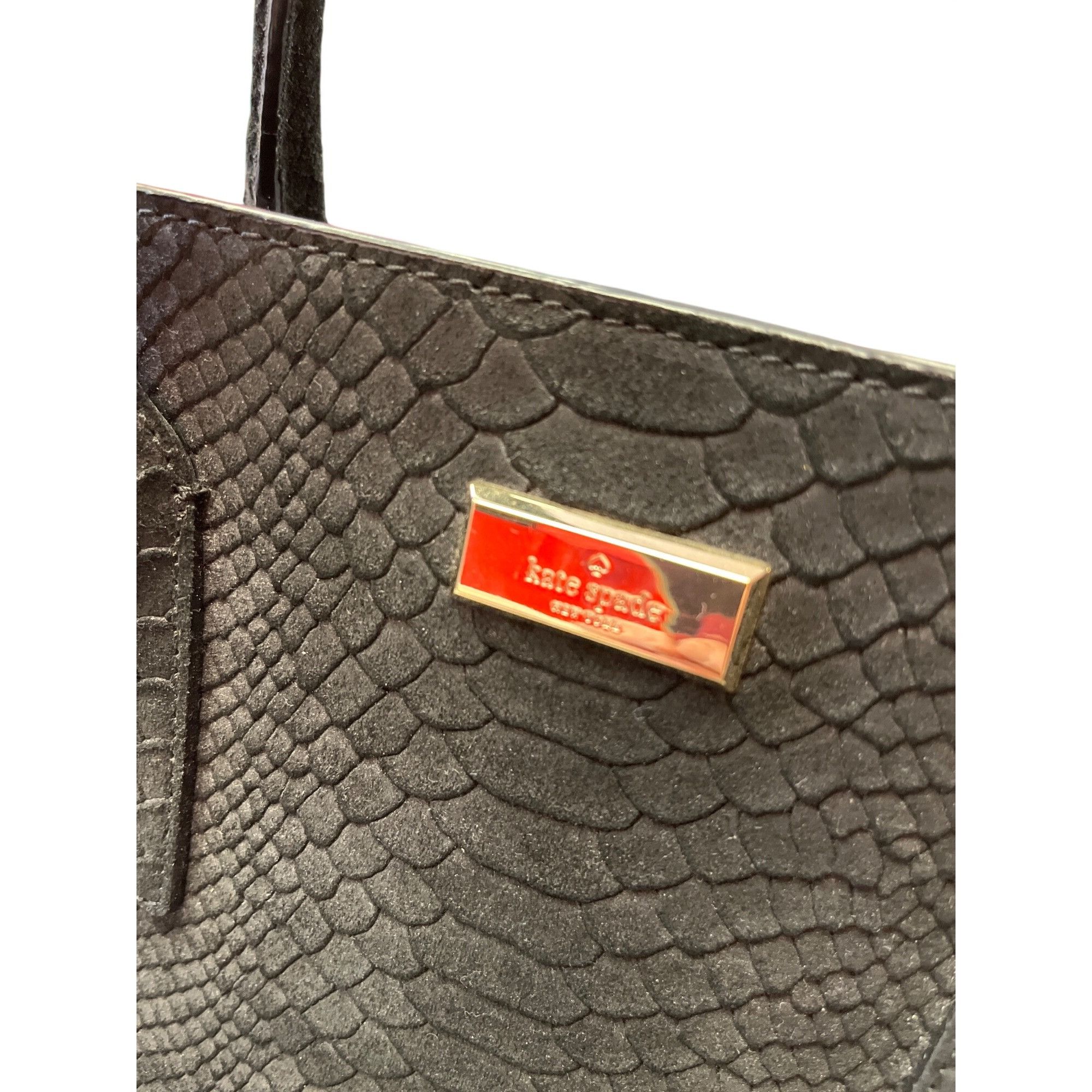 Kate Spade Kate Spade wms blacl leather croc satchel handbag SKU 9883 Size ONE SIZE - 6 Thumbnail