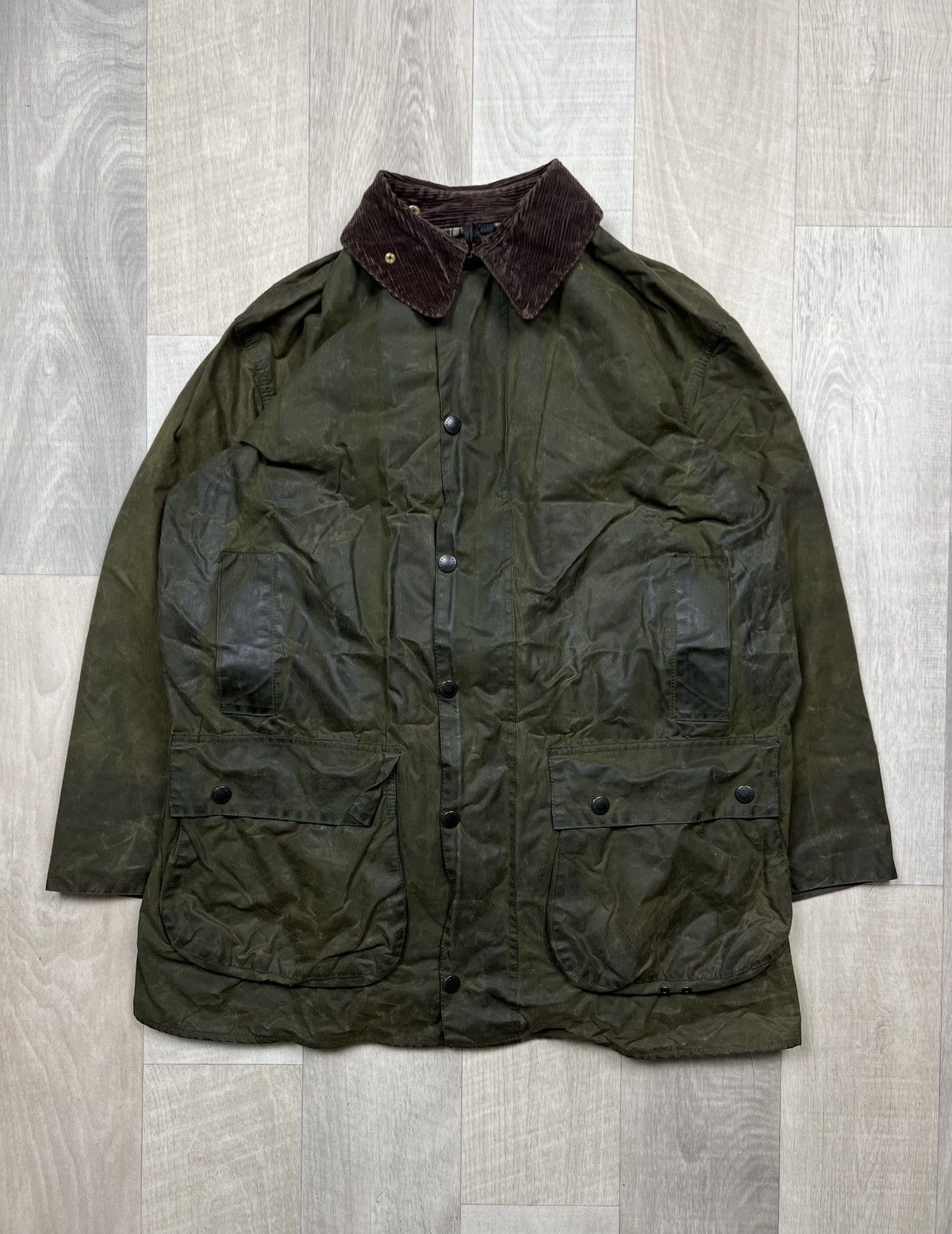 image of Barbour Border Vintage Lined Wax Jacket (Y0190) in Green, Men's (Size XL)