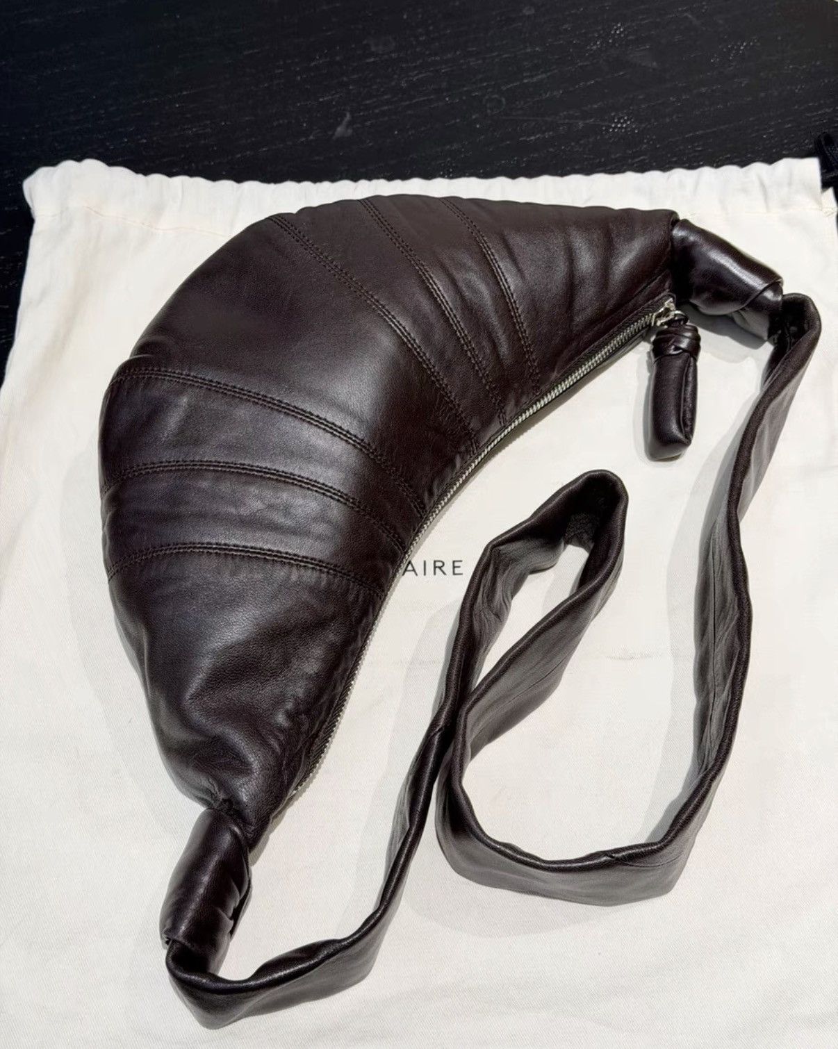 Lemaire Lemaire Dark Lambskin Croissant Crossbody Bag KKKK9 Size ONE SIZE - 1 Thumbnail