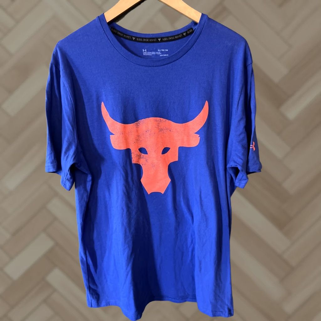 Under Armour Under Armour Mens XL Heatgear Blood Sweat Respect The Rock Crew Neck Short Sleeve T-Shirt Blue Size US XL / EU 56 / 4 - 1 Thumbnail