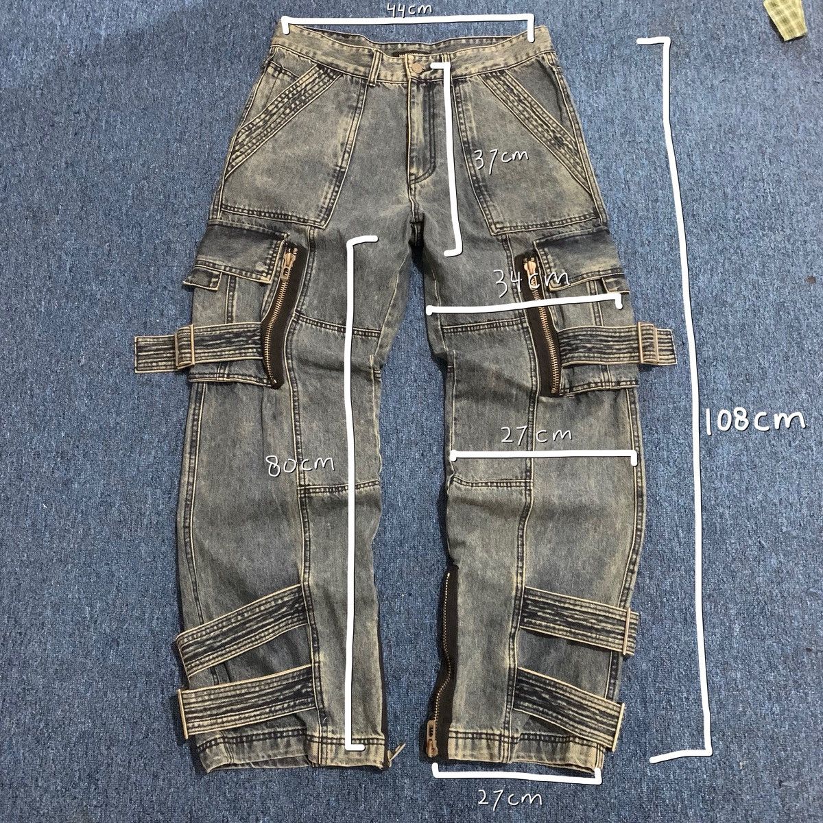 Japanese Brand Vtg denim cargo pants grunge style Size US 35 - 13 Thumbnail