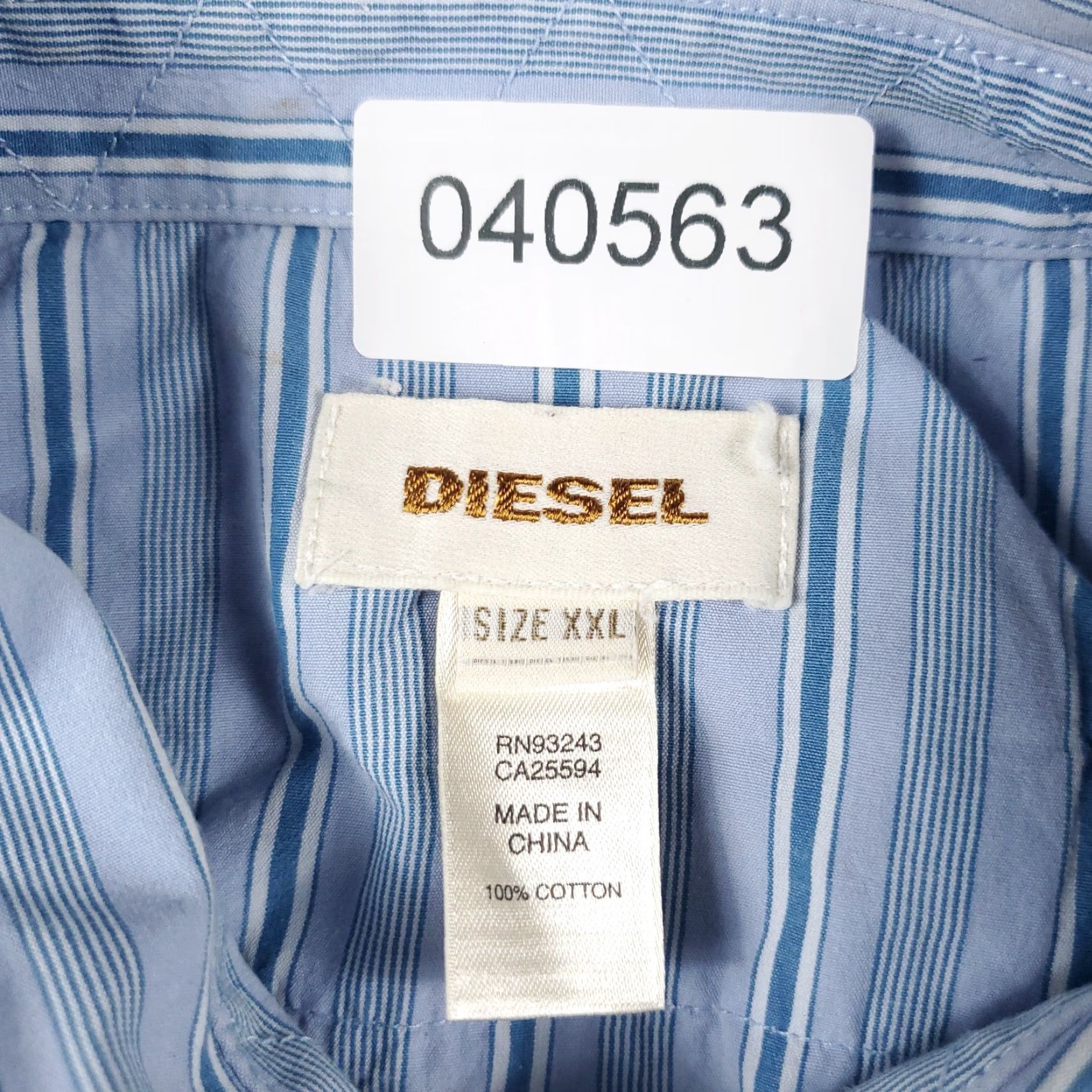 Diesel Diesel Button-Up Shirt Mens 2XL Blue Striped Plaid Long Sleeve Snap Collar Regular Fit Size US XXL / EU 58 / 5 - 8 Thumbnail