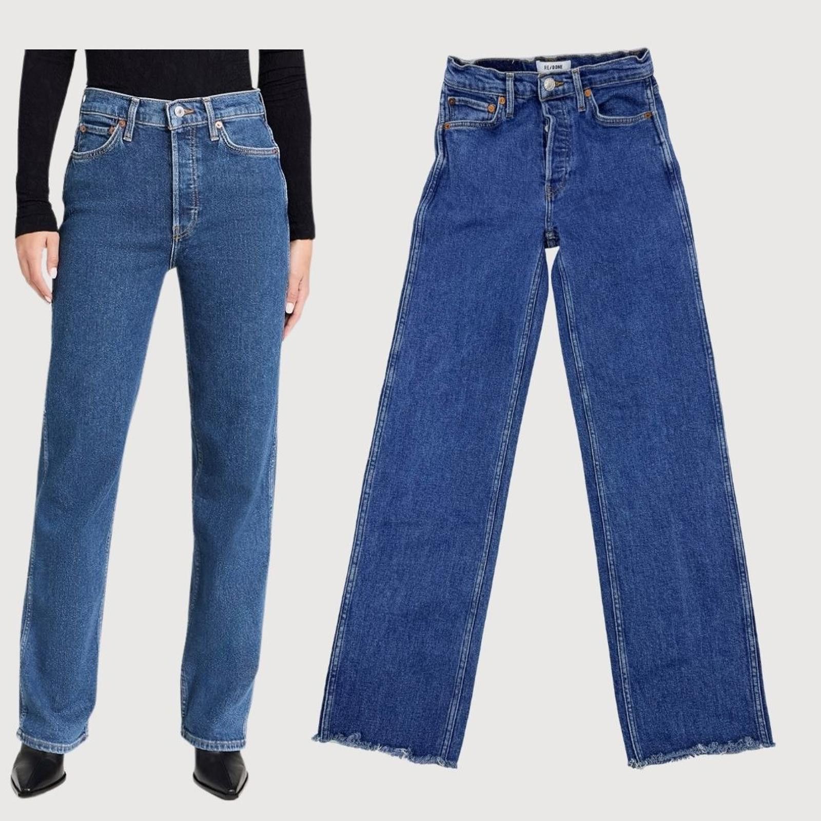 RE/DONE 90s High Rise Loose Jeans with Frayed Hem - Medium