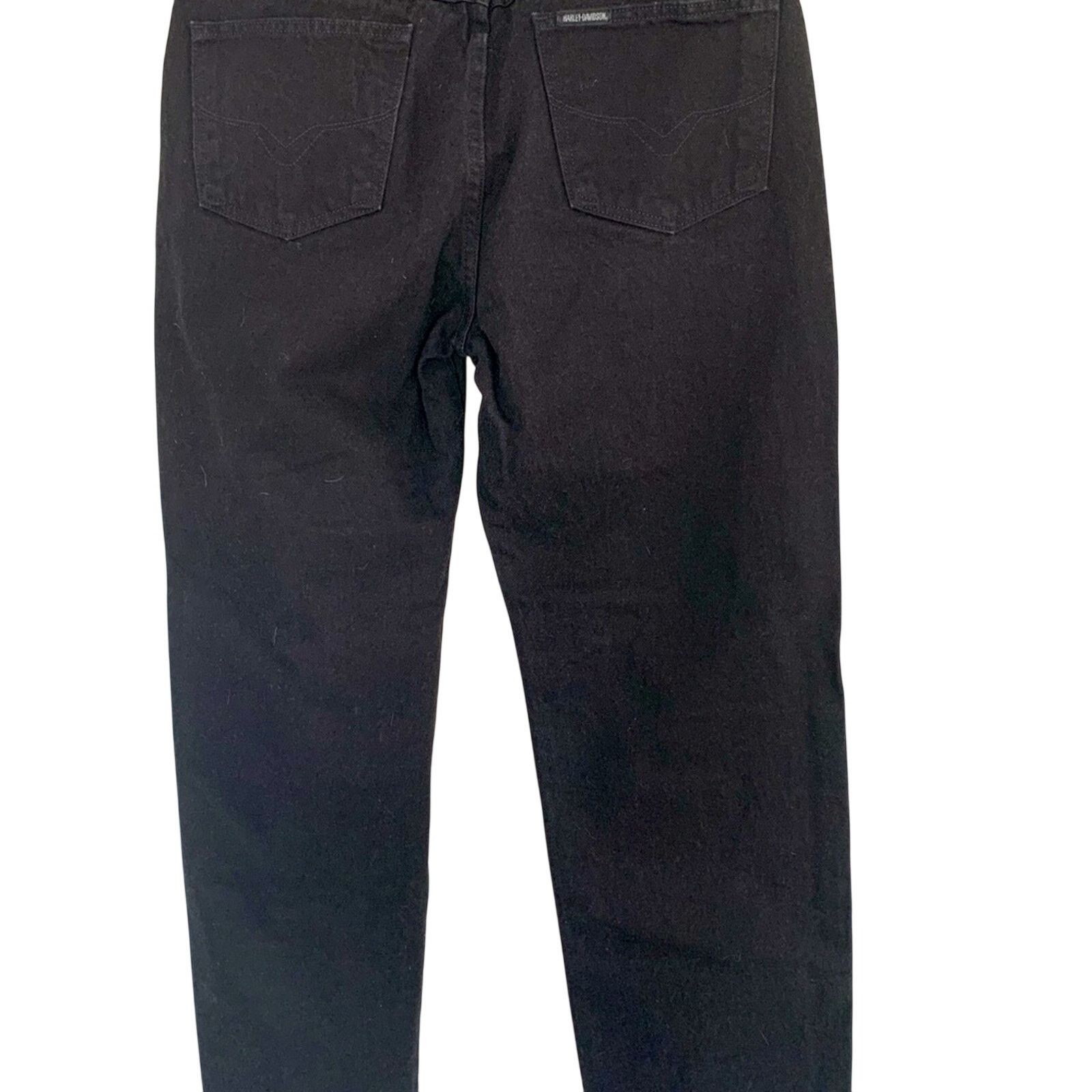 Harley Davidson EARLY 2000’S MENS BLACK HARLEY-DAVIDSON JEANS 36X32 LIKE NEW Size US 36 / EU 52 - 2 Thumbnail