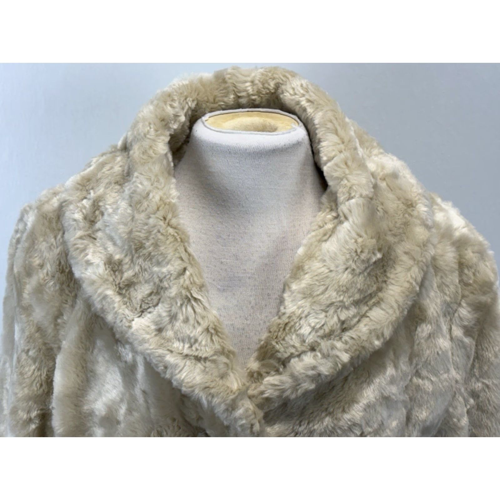 Vintage VINTAGE Black Rivet Jacket Women XL Beige Faux Fur Lined Rhinestone Buttons 60s Look Size XL / US 12-14 / IT 48-50 - 5 Thumbnail