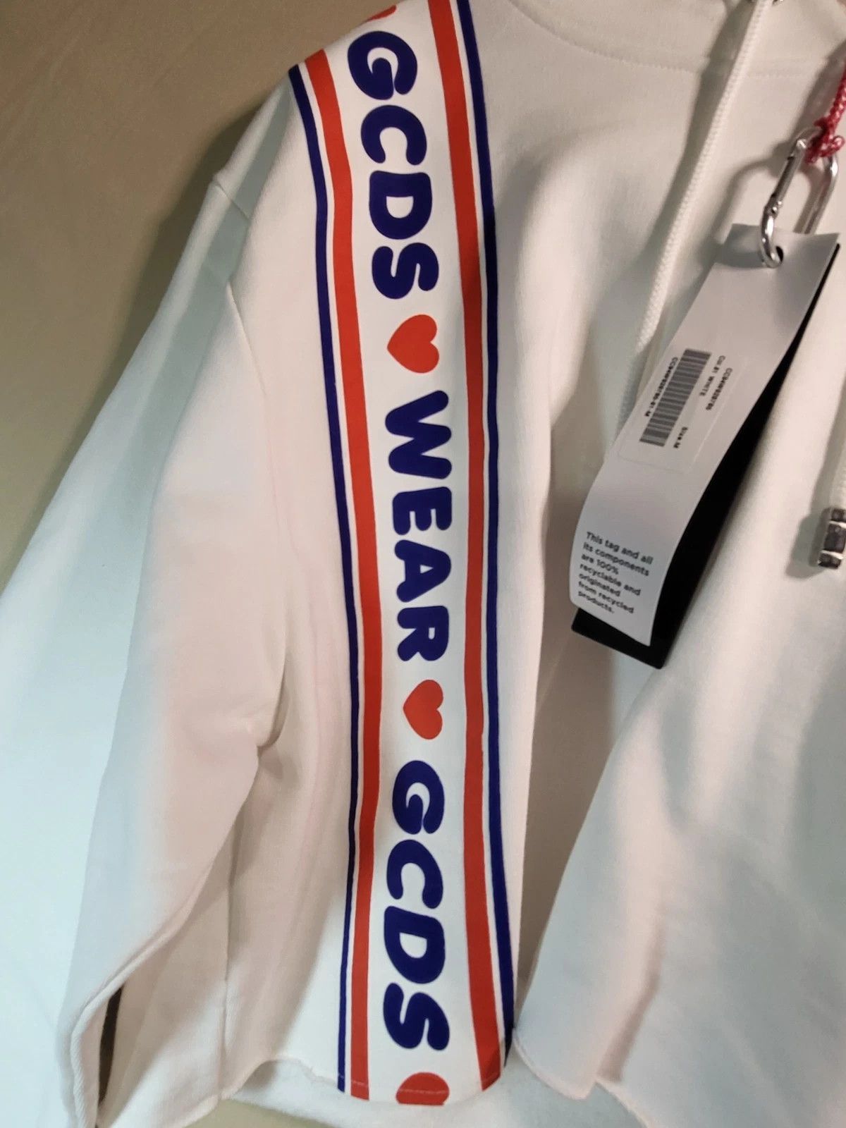 GCDS GCDS Wear Cropped White Heart Cotton Sweatshirt Hoodie Size M / US 6-8 / IT 42-44 - 3 Thumbnail