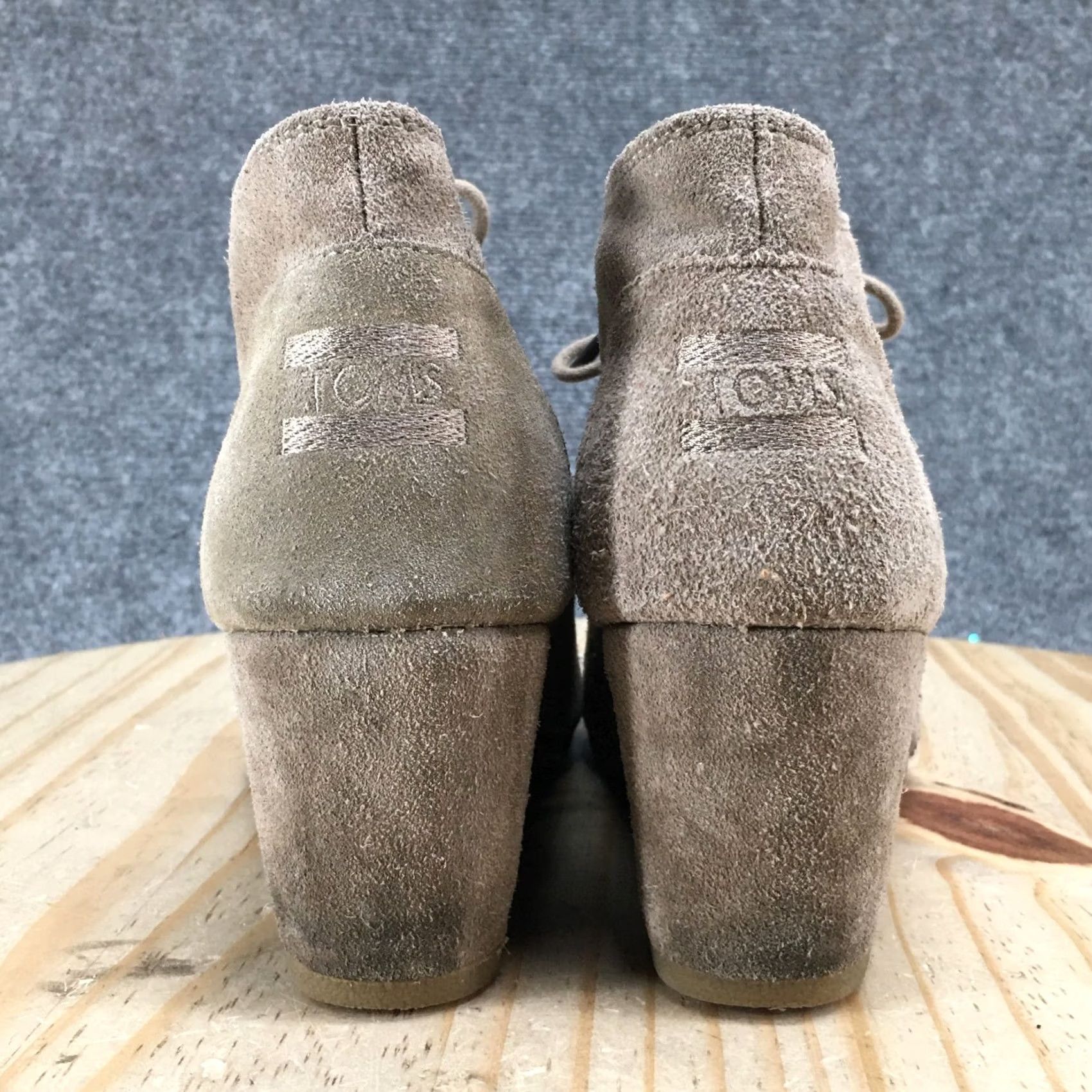Toms TOMS Boots Womens 9.5 Taupe Desert Wedge Booties Suede Lace Up Comfort Round Toe Casual Everyday Size US 10 / IT 40 - 7 Thumbnail