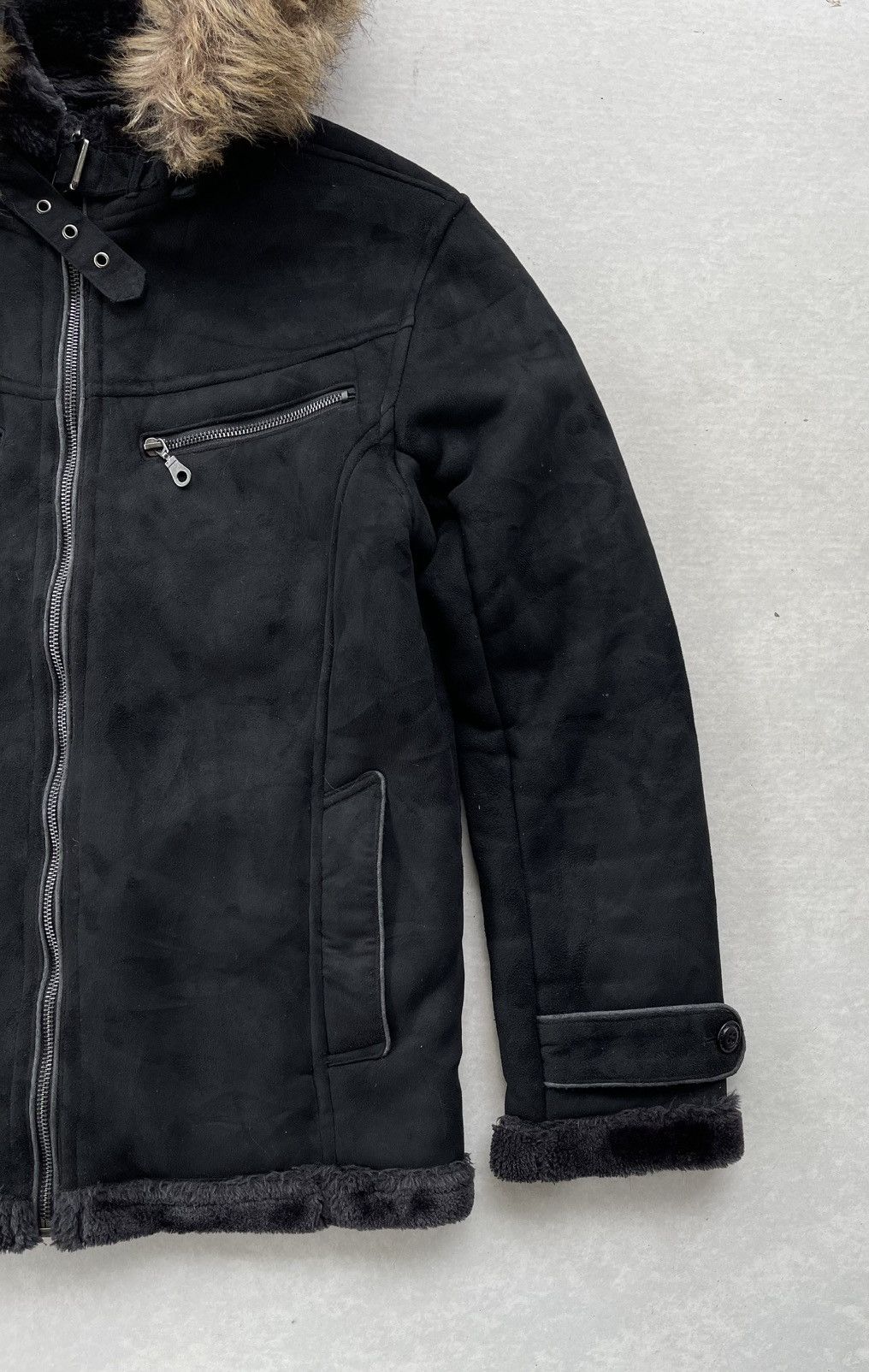 If Six Was Nine × Japanese Brand × Yasuyuki Ishii 🔥RARE🔥 THRUXTON MEN'S MOLESKIN FAUX FUR HOOD RAIDER JACKET Size US M / EU 48-50 / 2 - 7 Thumbnail