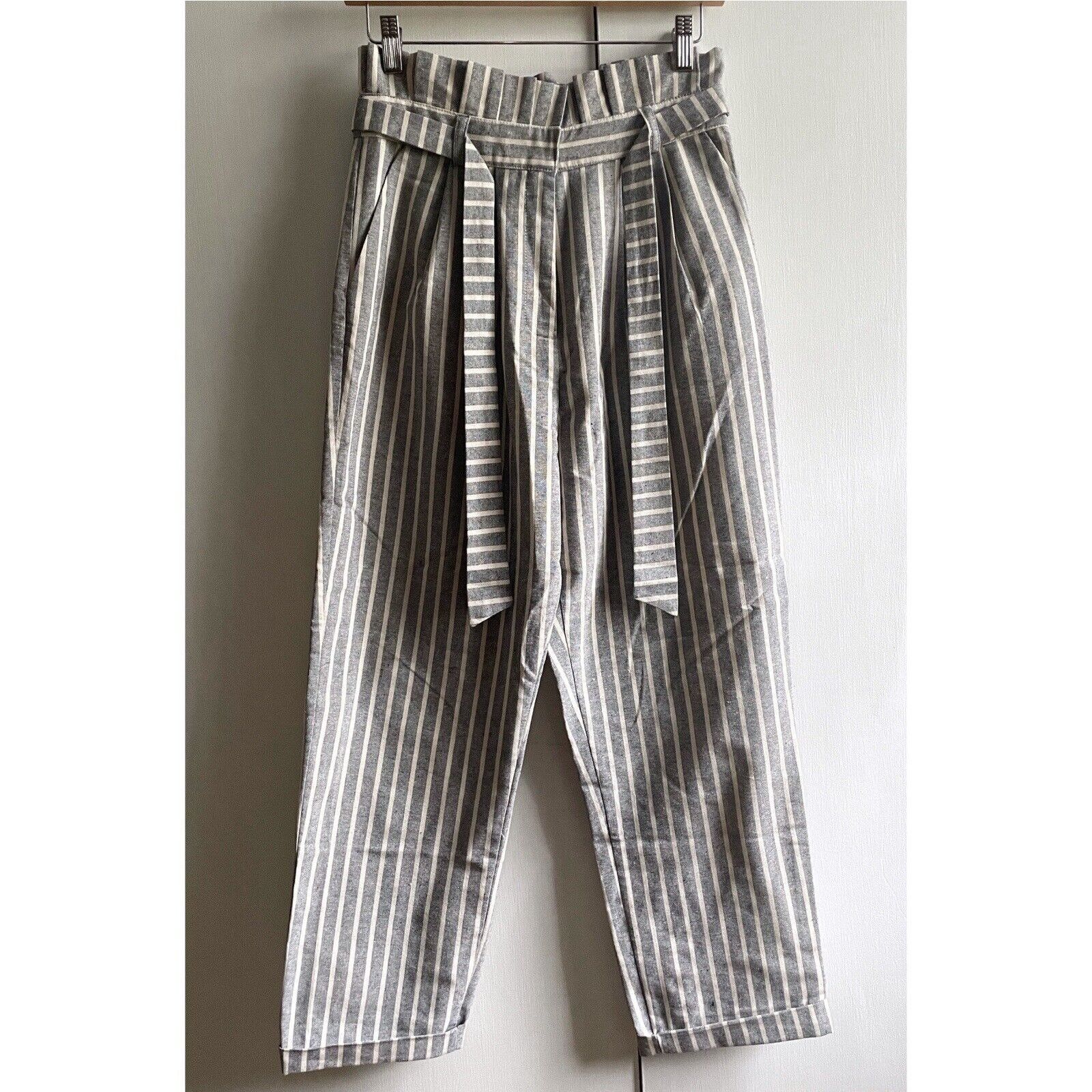 Topshop Topshop Pants Womens 6 Blue White Striped Belted Paperbag Size 28" / US 6 / IT 42 - 7 Thumbnail