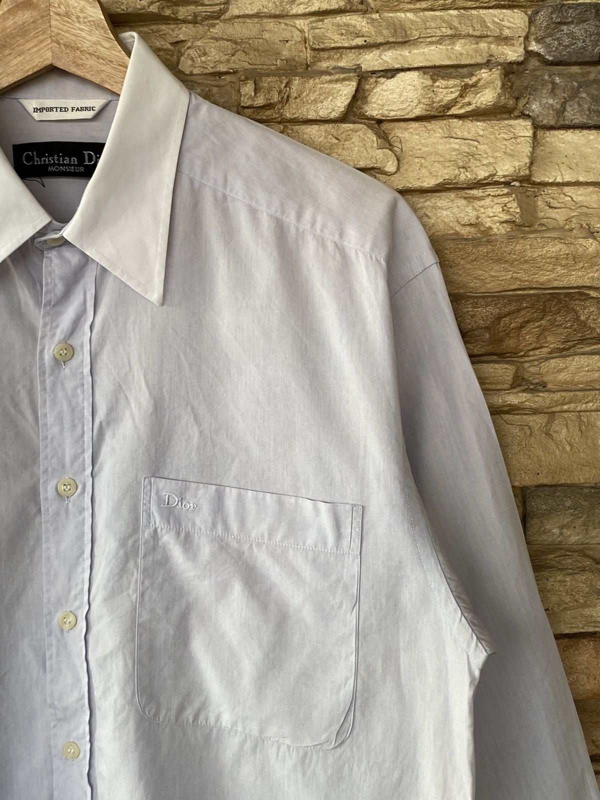Christian Dior Monsieur Vintage Christian Dior Monsieur Dress Shirt Light Blue White Collar & Cuffs Size US M / EU 48-50 / 2 - 2 Thumbnail