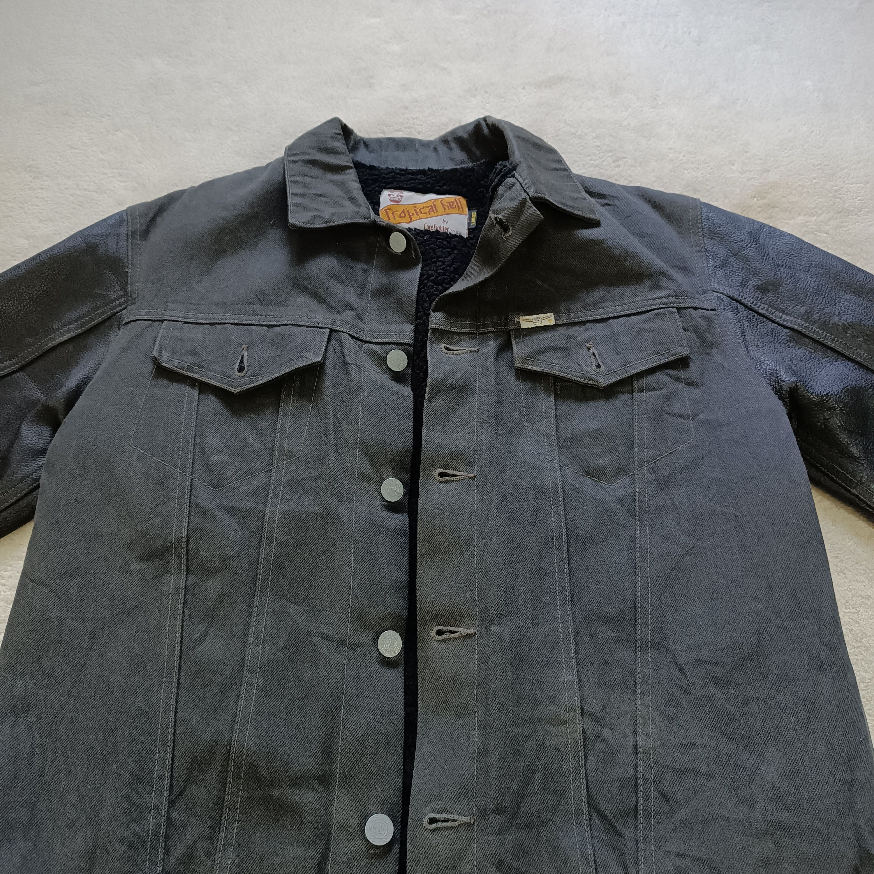 Other TROPICAL HELL By CoreFighter Leather Sleeves Trucker Jacket Size US L / EU 52-54 / 3 - 16 Thumbnail