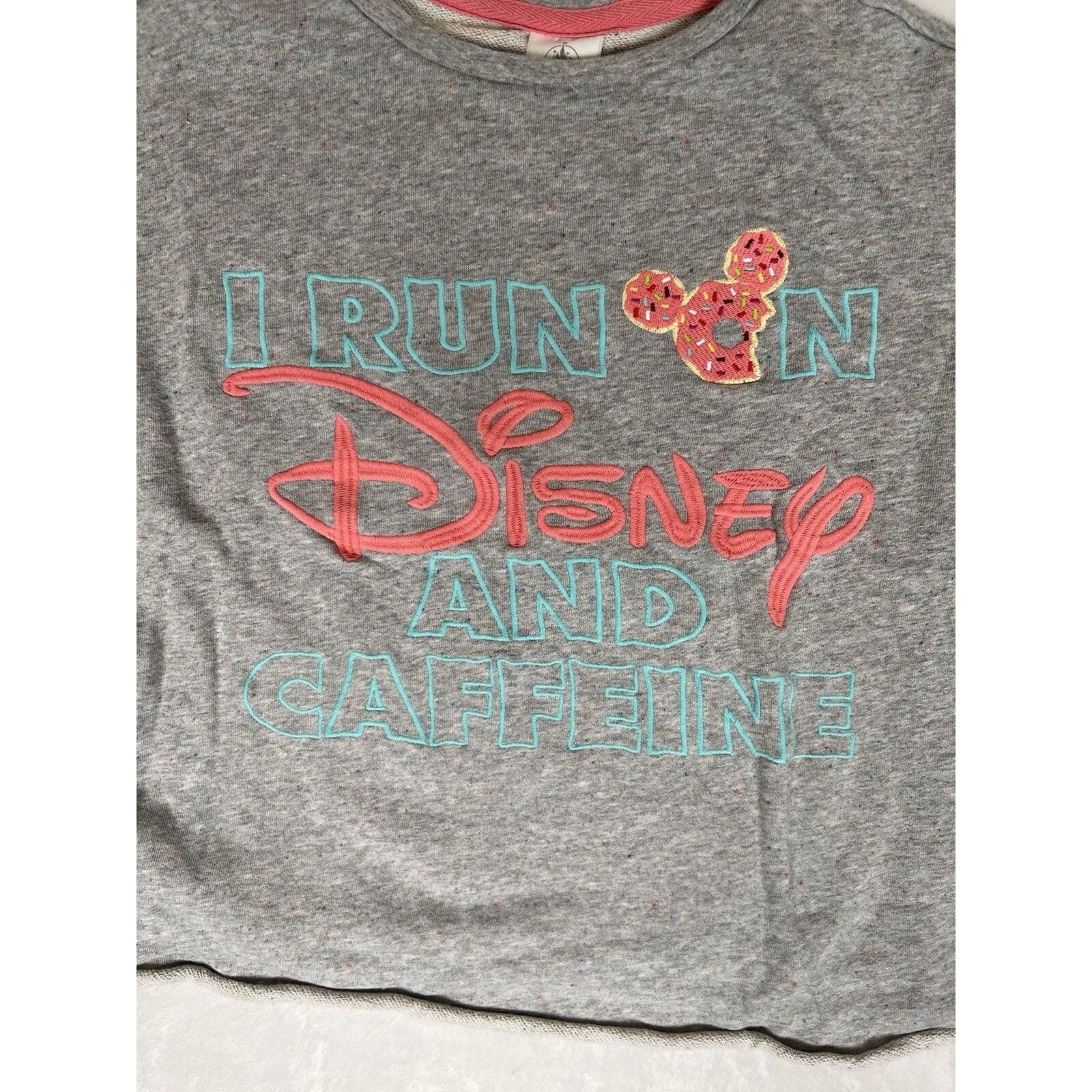 Disney Disney Sweatshirt Womens XS I Run On Caffeine Gray Pink Crew Size XS / US 0-2 / IT 36-38 - 2 Thumbnail