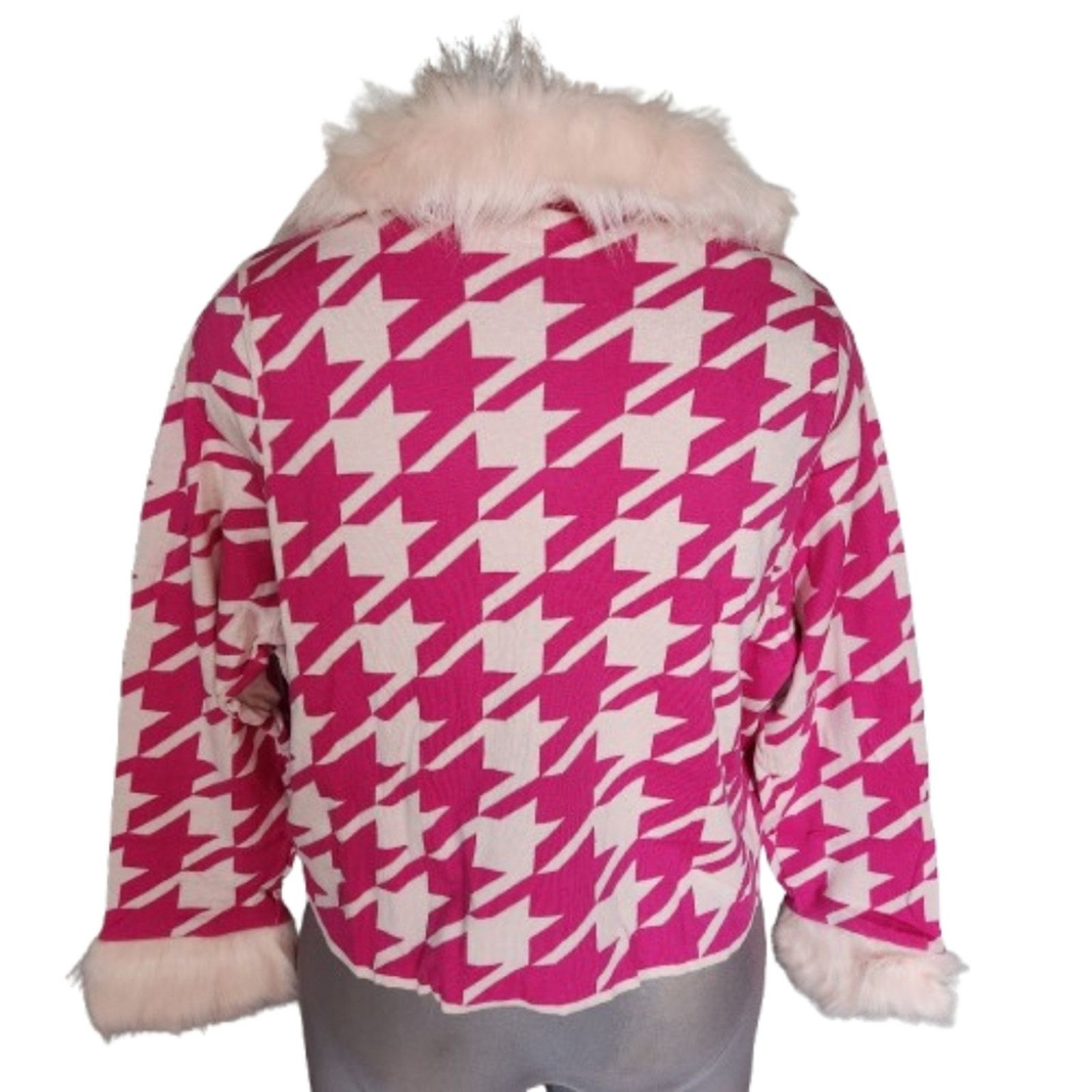 Dolls Kill SUGAR THRILLZ ☆ FUR COLLAR ☆ HOUNDSTOOTH CROP CARDI ☆ 3x NWT Size 3XL / US 20-22 - 10 Thumbnail