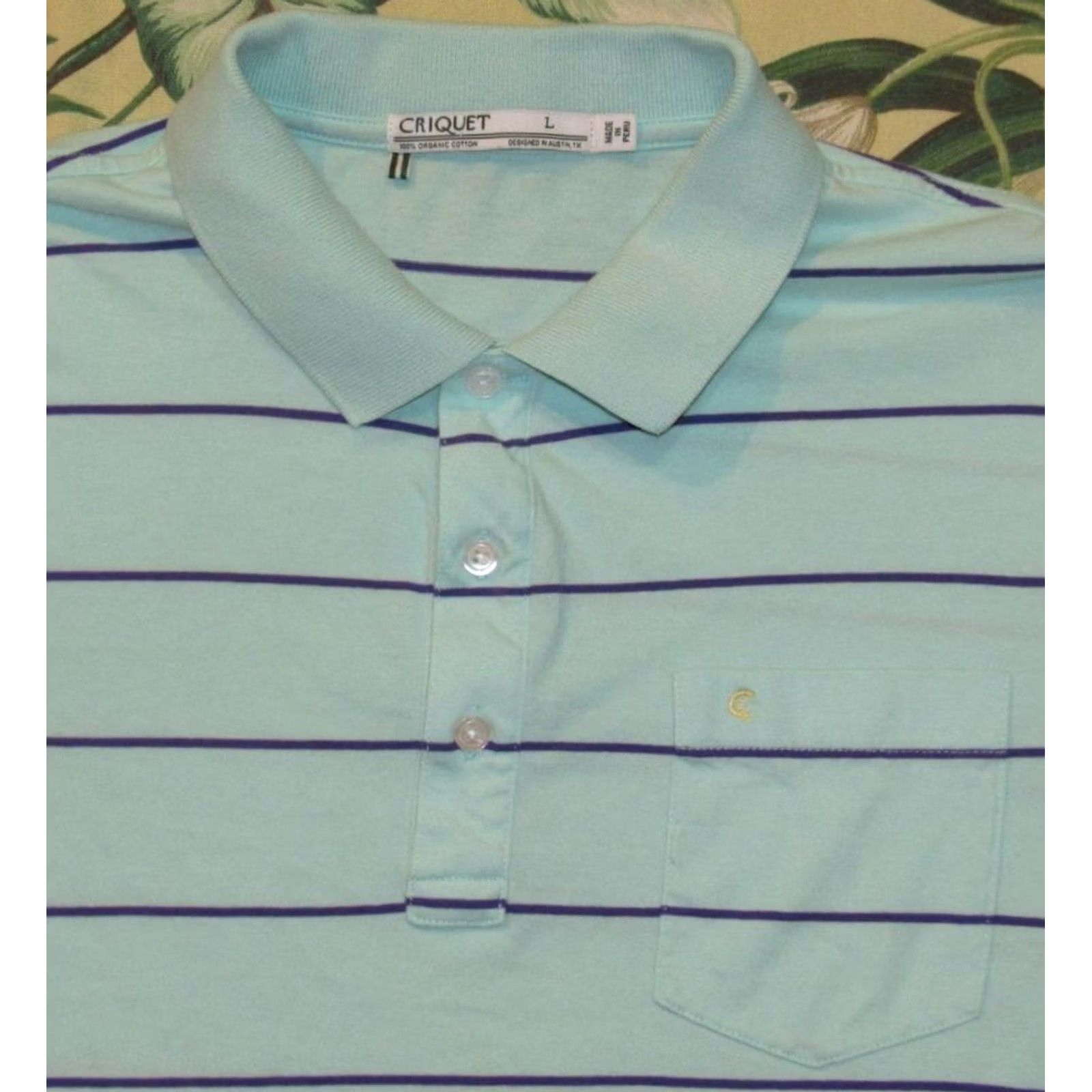 Vintage CRIQUET Polo Shirt Blue Purple Striped Short Sleeve Cotton Large L Mens Shirt Size US L / EU 52-54 / 3 - 2 Thumbnail