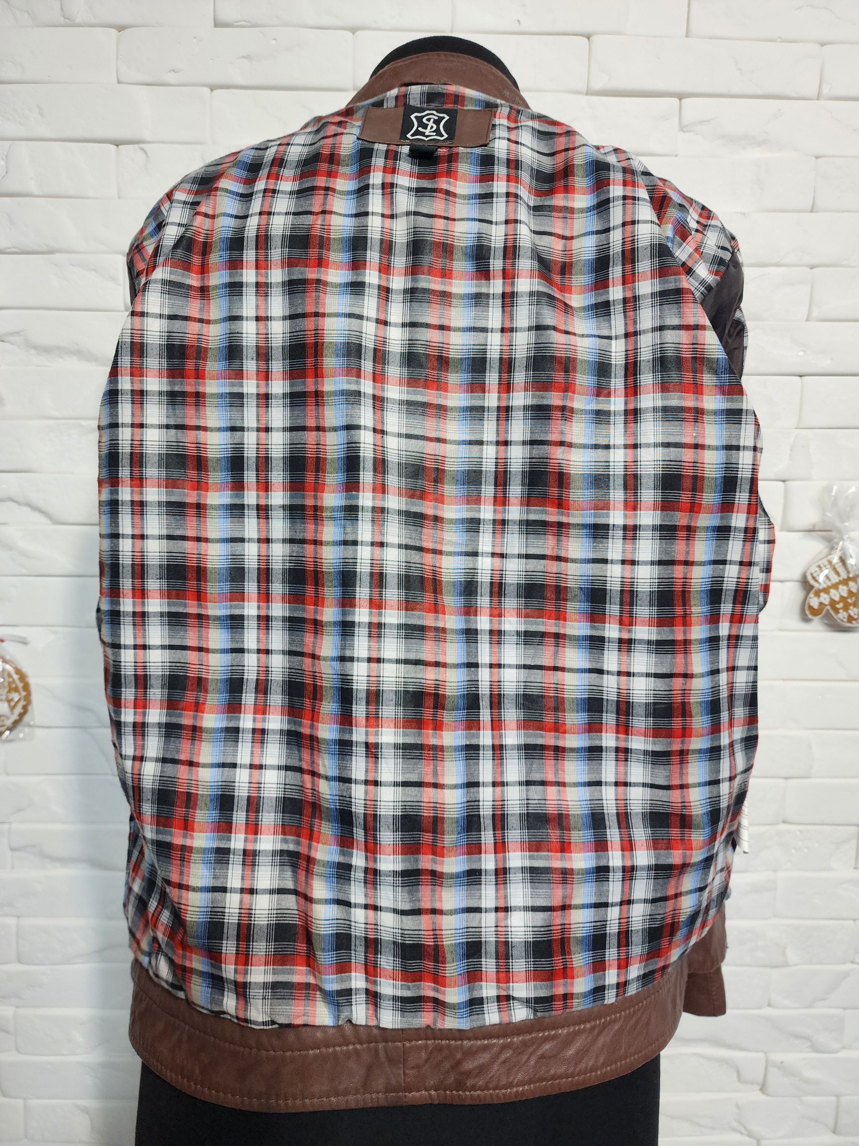 Other Brown Leather Jacket: Men's Zippered Bomber with Pockets Size US M / EU 48-50 / 2 - 8 Thumbnail