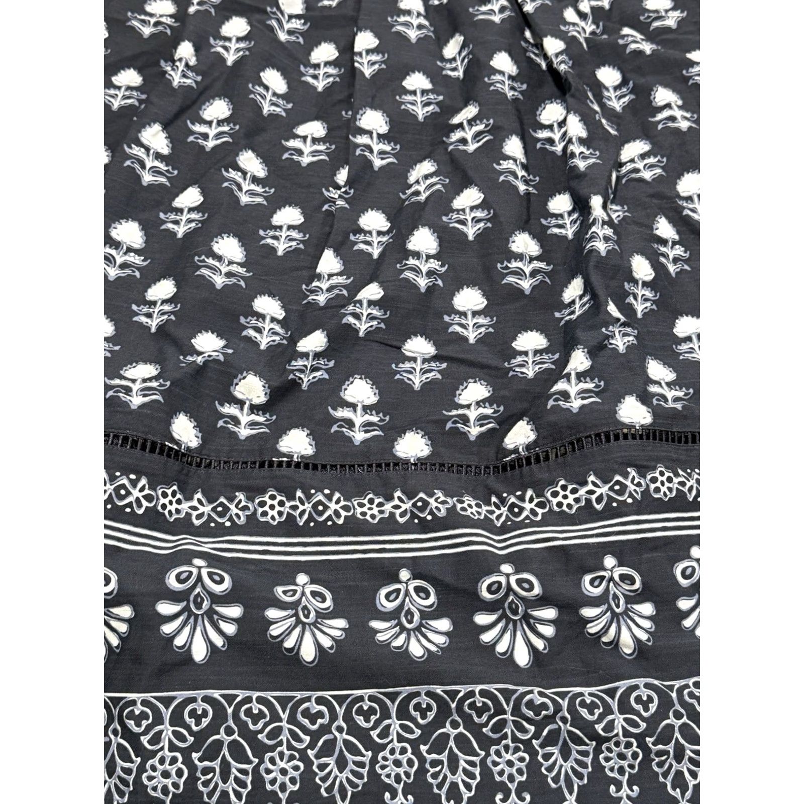 johnnie-O NWT Johnnie-O Skirt Midi Floral Blue M Womens Bohemian Festival Block Print Cotton Rayon Flare 2010s Size 32" / US 10 / IT 46 - 3 Thumbnail