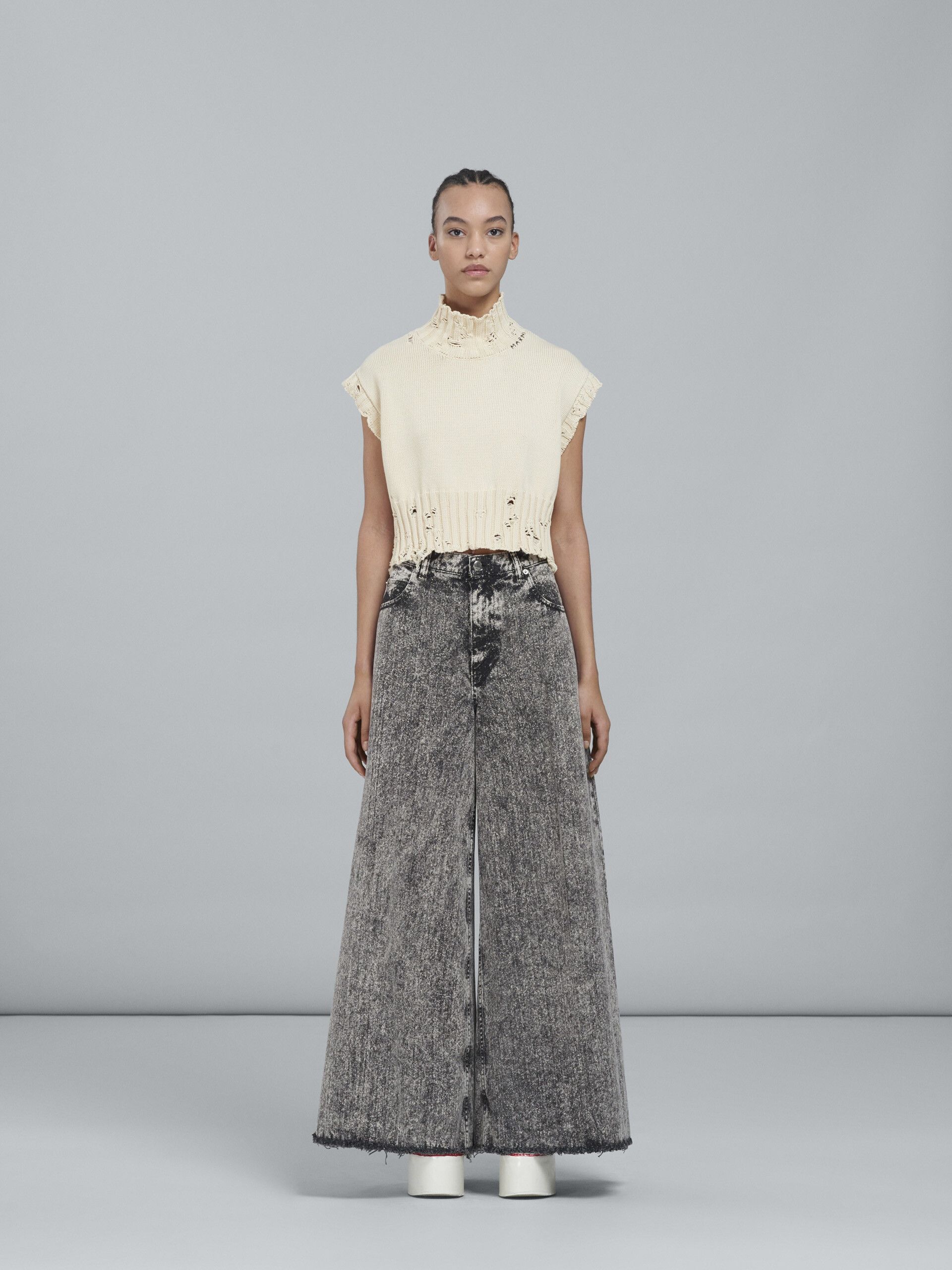 Marni o1f1d3z0725 Denim Wide-Leg Pant in Grey Size 26" / US 2 / IT 38 - 2 Thumbnail