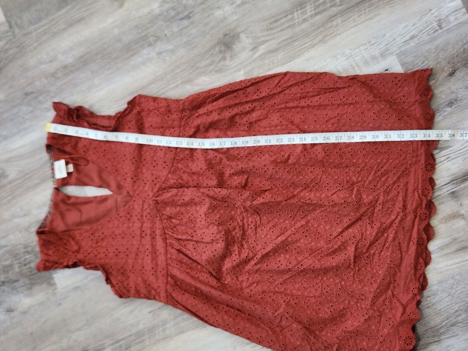 Designer Knox Rose Dress Medium Burned Orange Rust V Neck Boho Chic Size M / US 6-8 / IT 42-44 - 6 Thumbnail