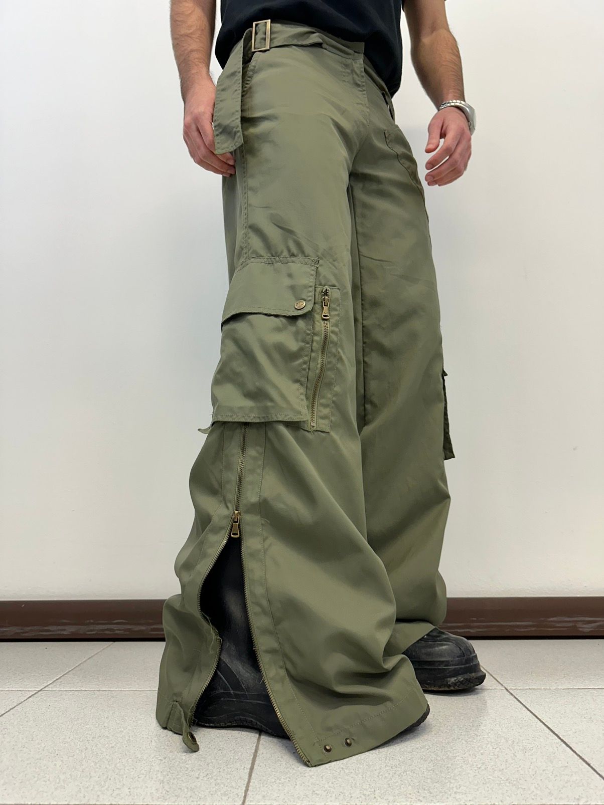 Pre-owned Dolce & Gabbana 2000s  Ski Flared Cargo Baggy Pants In Green