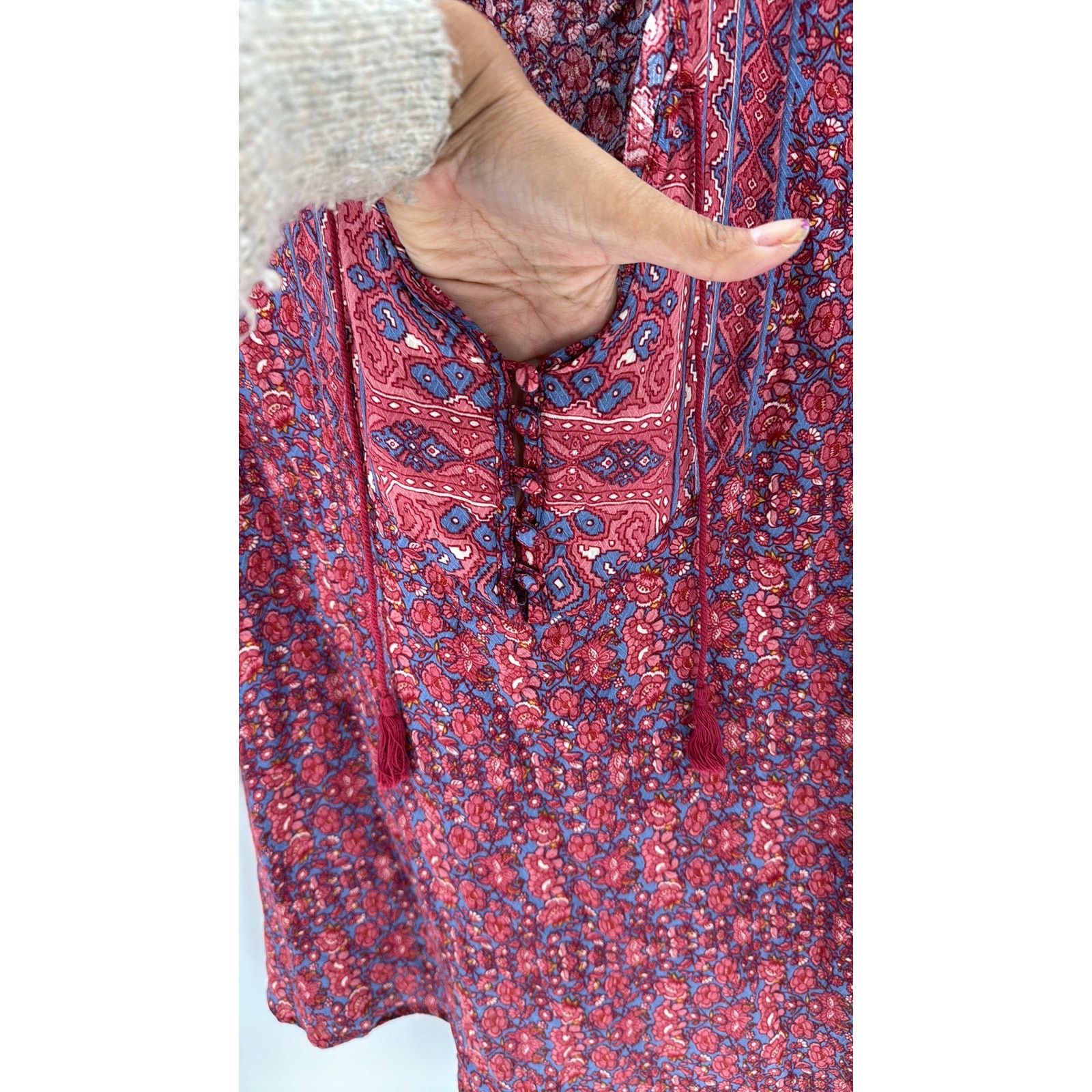 Stetson STETSON WOMENS 3/4 SLEEVE red blue BLOUSE tassels western Size S / US 4 / IT 40 - 4 Thumbnail
