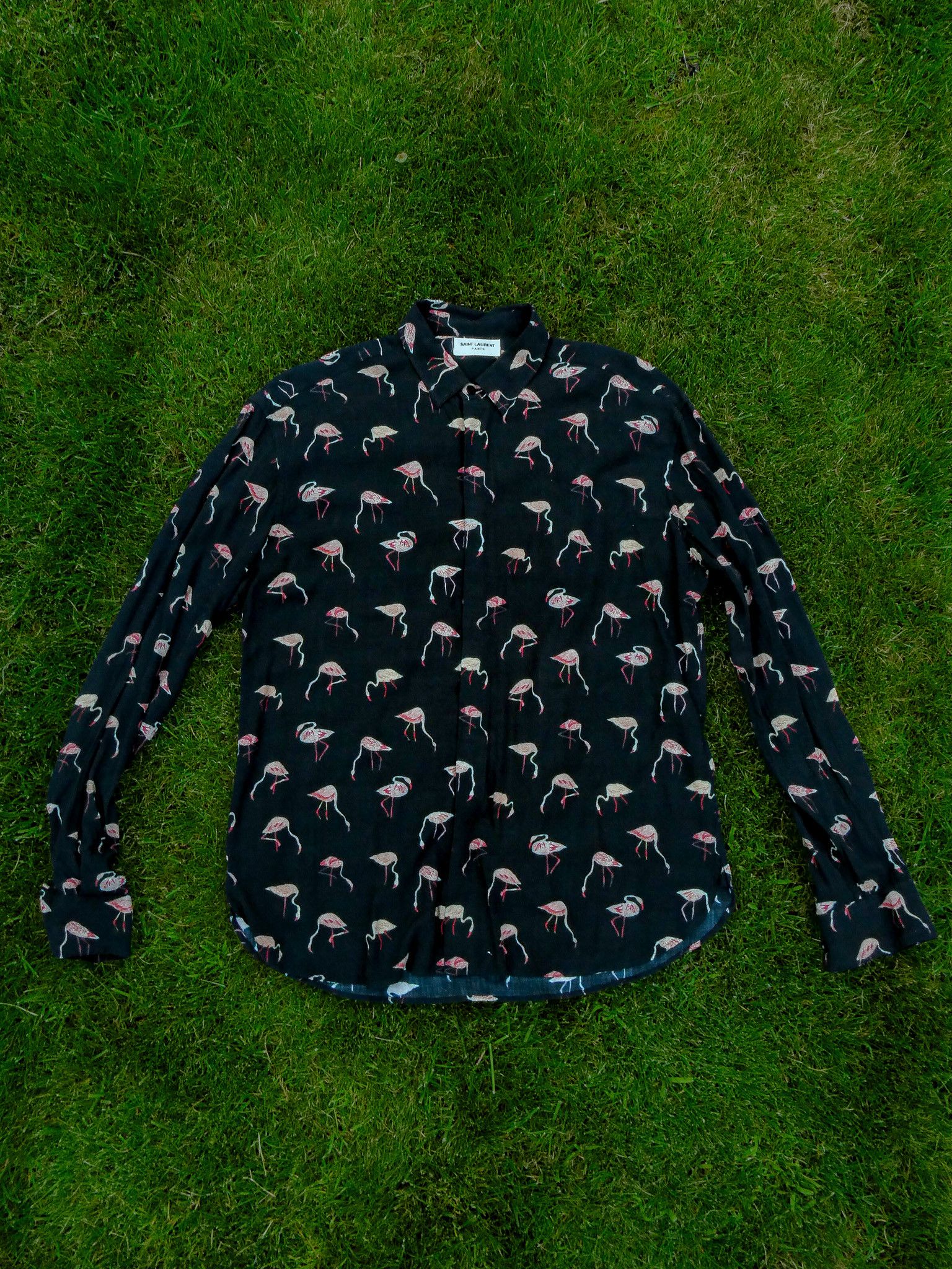 Hedi Slimane × Saint Laurent Paris SLP Flamingo Button Ups Size US L / EU 52-54 / 3 - 1 Thumbnail