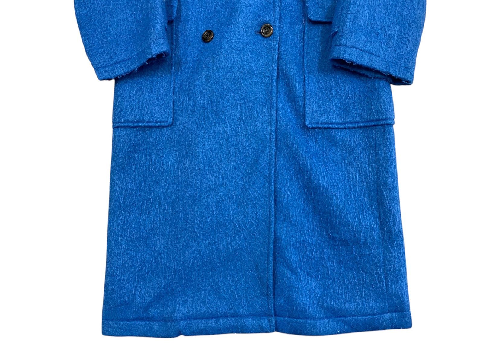 Japanese Brand Murua Electric Blue Double-Breasted Textured Long Coat Size M / US 6-8 / IT 42-44 - 6 Thumbnail