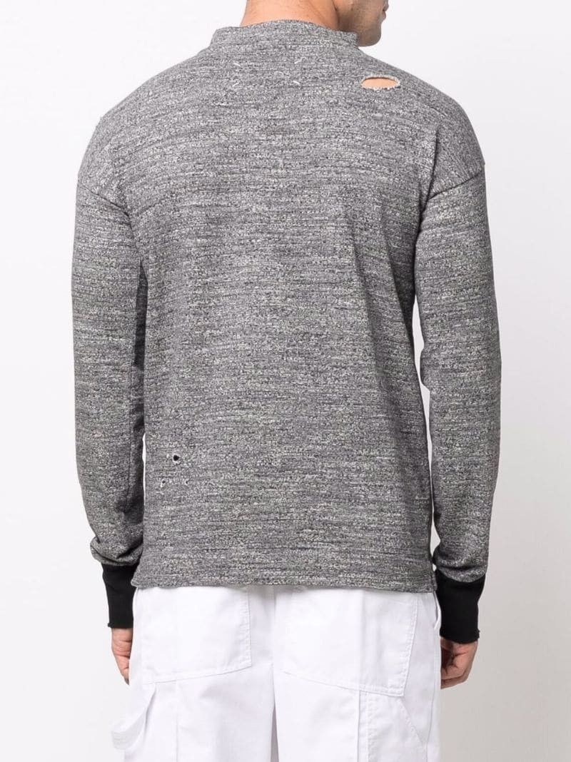 Maison Margiela o1y1124 Long Sleeves Distressed High Neck Jumper In Grey & W Size US M / EU 48-50 / 2 - 4 Thumbnail