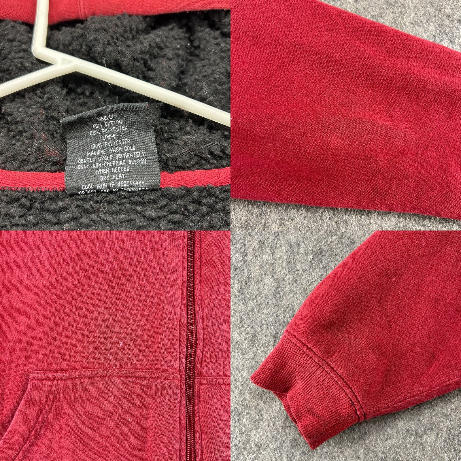 Southpole VINTAGE Southpole Hoodie Mens L Red Full Zip Sherpa Fleece Lined Skater Logo Y2K Size US L / EU 52-54 / 3 - 8 Thumbnail