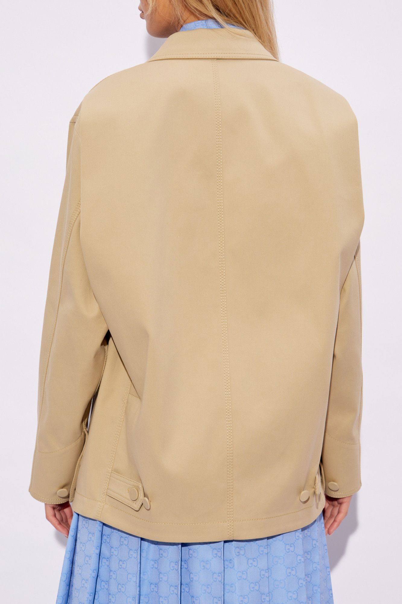 Gucci o1la5ras0526 Cotton Stretch Garbadine Jacket in Beige Size L / US 10 / IT 46 - 4 Thumbnail