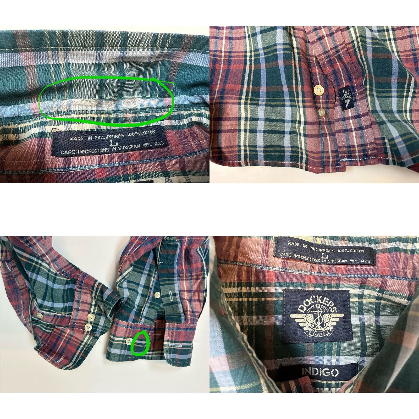 Dockers VINTAGE Dockers INDIGO Shirt Men L Oversized Plaid Cotton Button-Up Shirt Size US L / EU 52-54 / 3 - 9 Thumbnail