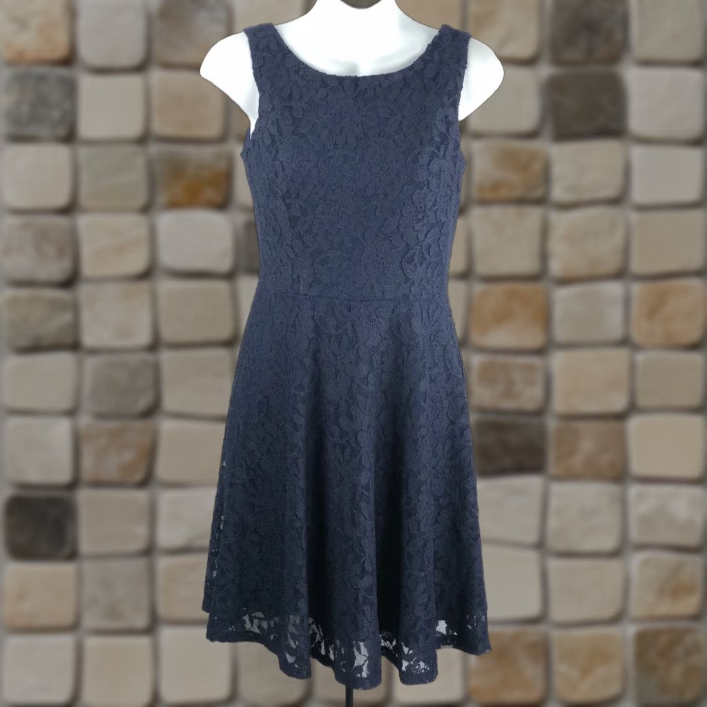 Speechless NWT Lace Fit & Flare Dress Navy S Sleeveless V-Back Floral Knee  Length Women\'s - www.trueticket.mx