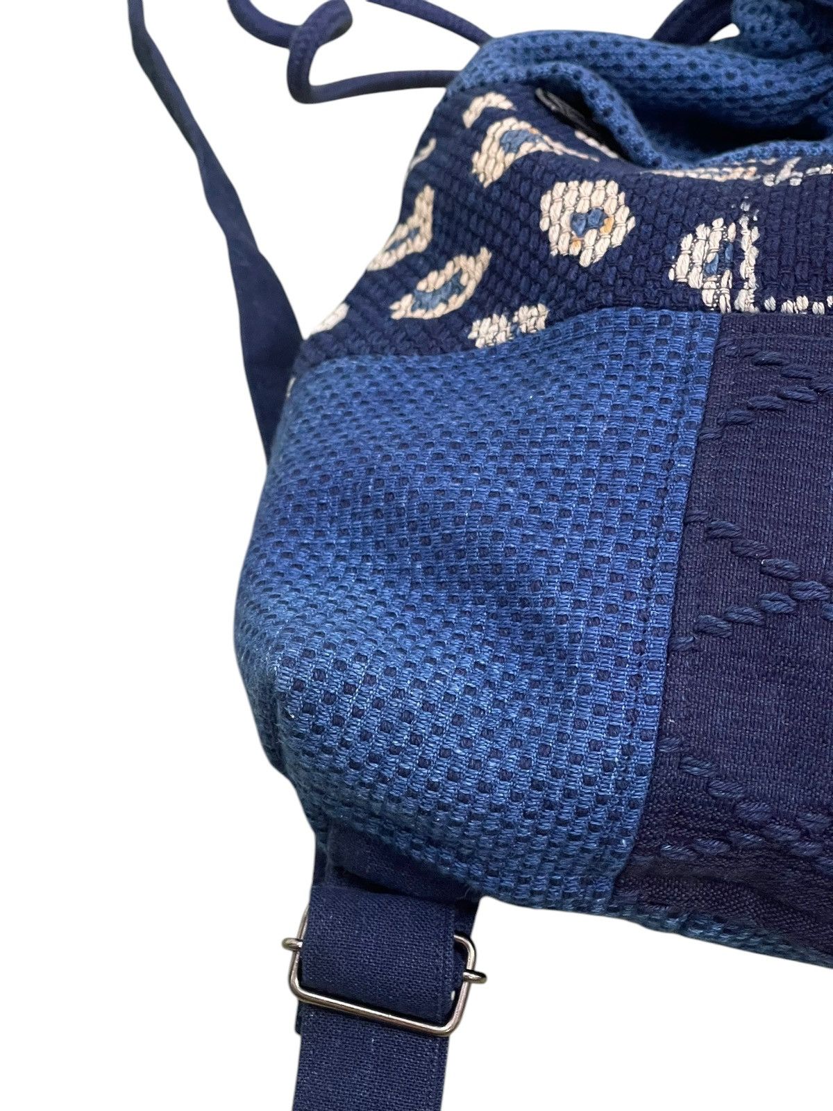 Handmade Indigo Blue Japan Craft Woven Sashiko Backpack Bag 1🟩5 Size ONE SIZE - 5 Thumbnail
