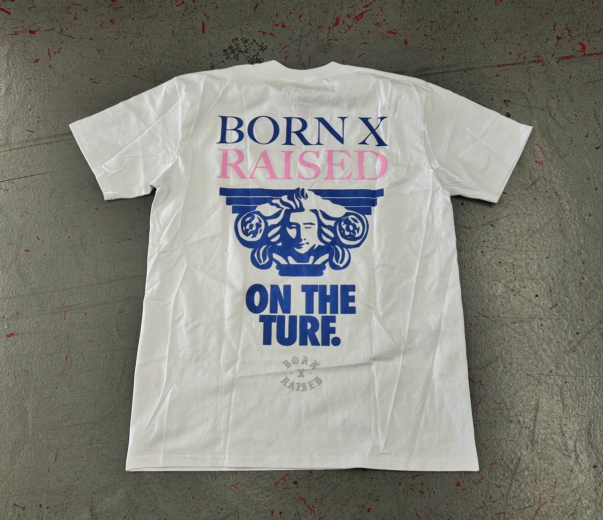 Born X Raised BORN X RAISED Praying Hands Rocker Tee White Blue 