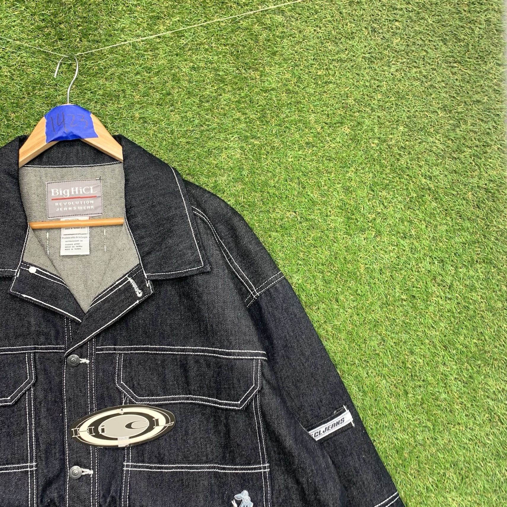 Vintage Big HiCL Revolution Jeanswear Jacket Mens XL Black Dark Wash Denim Button Front NWT Size US 36 / EU 52 - 3 Thumbnail