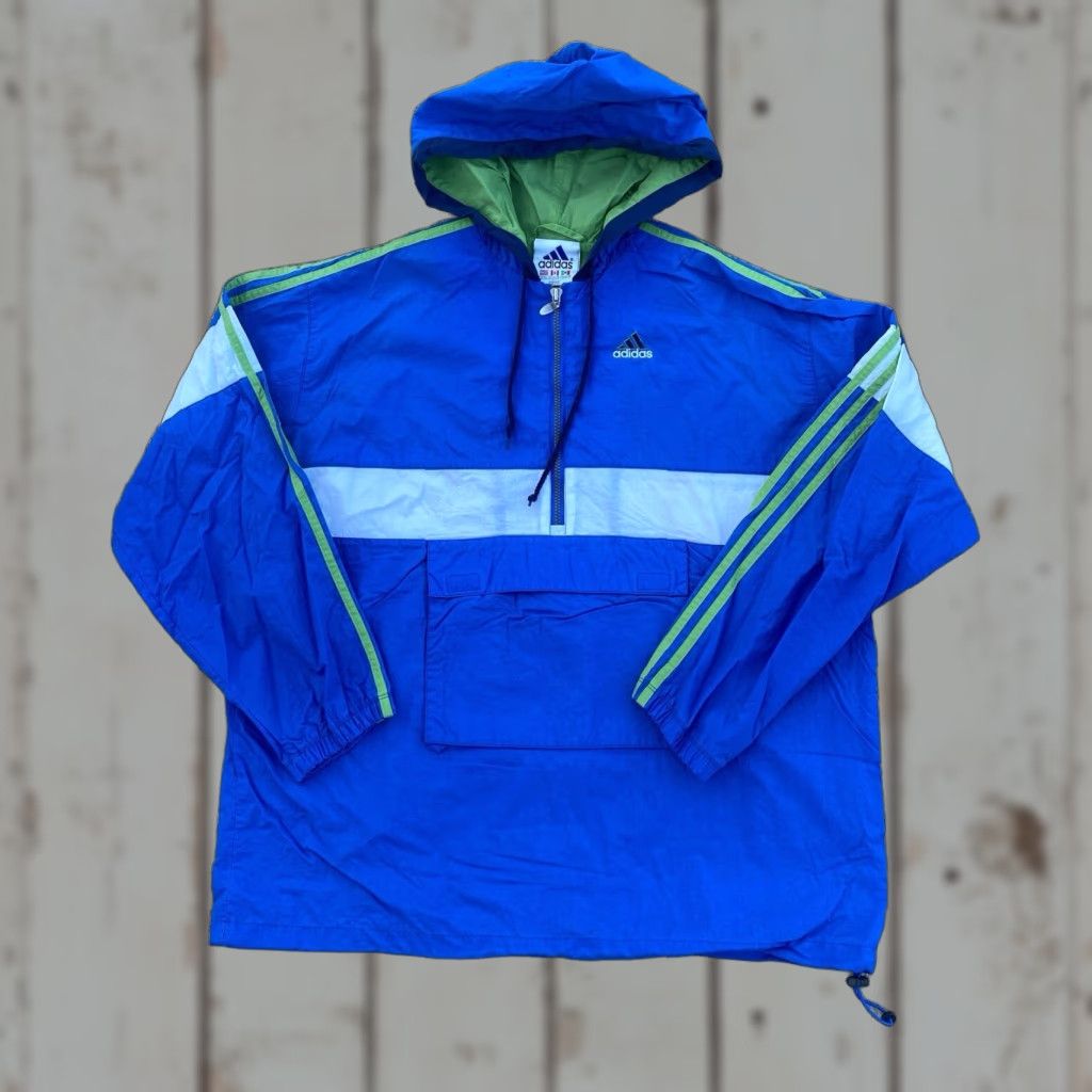 Adidas Adidas Jacket Men XL Blue Colorblock Half Zip Hooded Windbreaker Size US XL / EU 56 / 4 - 1 Thumbnail