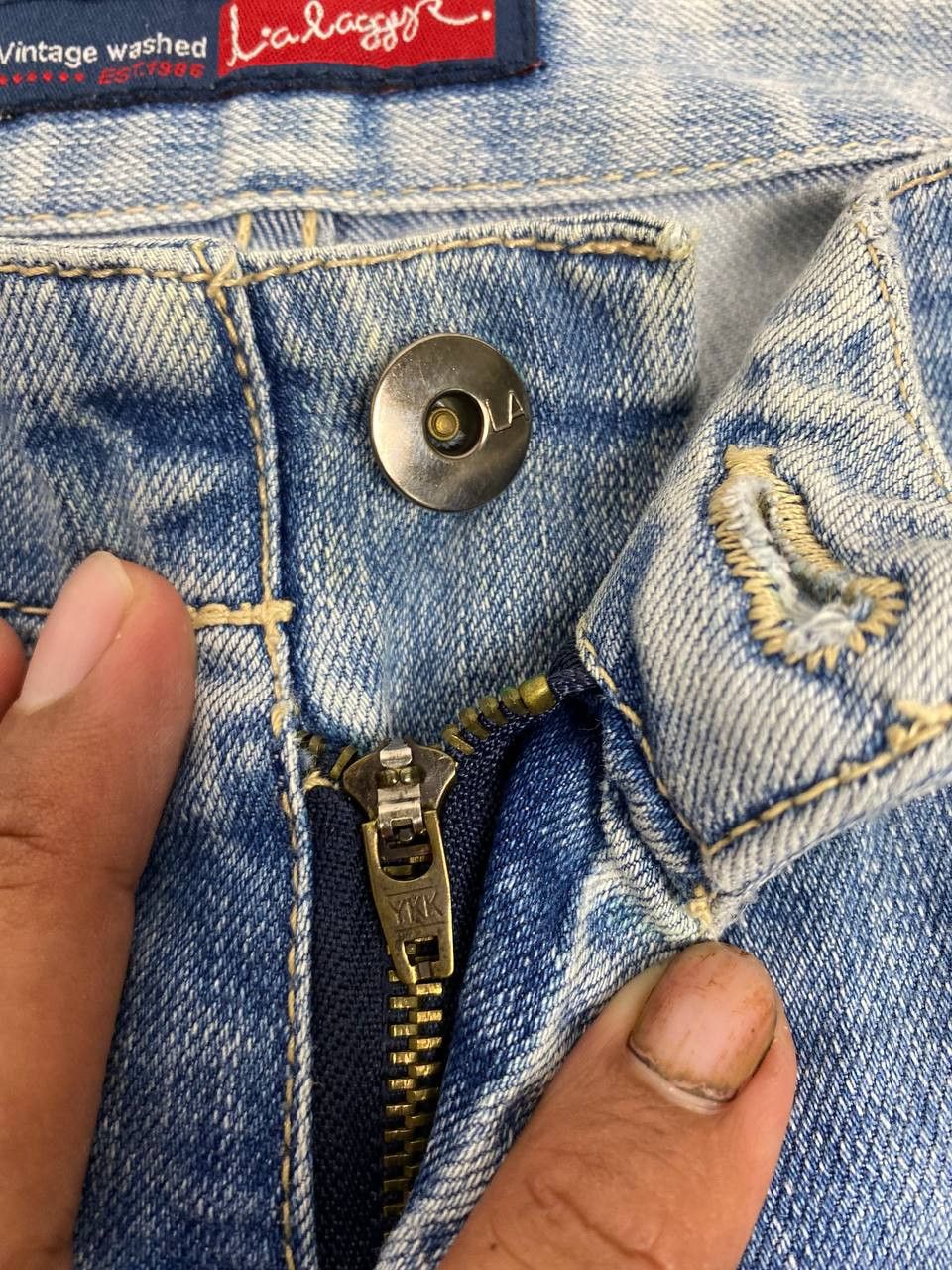 vintage japanese brand bootcut flare distressed denim