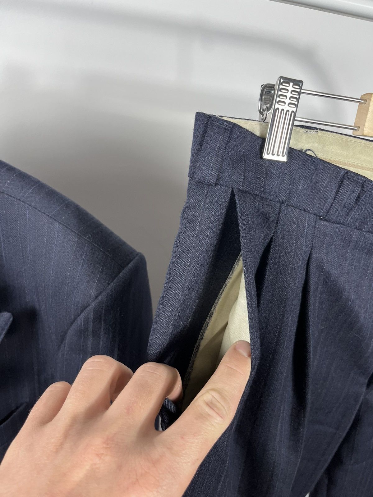 Other Vintage Wool Double-Breasted Suit Jacket Two-Piece Navy Size 40R - 11 Thumbnail