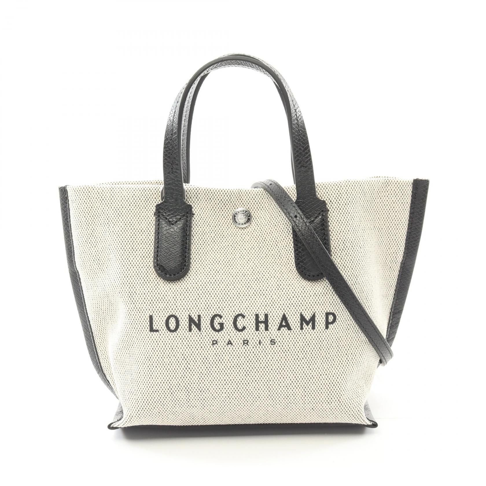 Longchamp Longchamp Essential Xs Top Handle Bag Handbag Canvas Leather Beige Black Size ONE SIZE - 1 Thumbnail