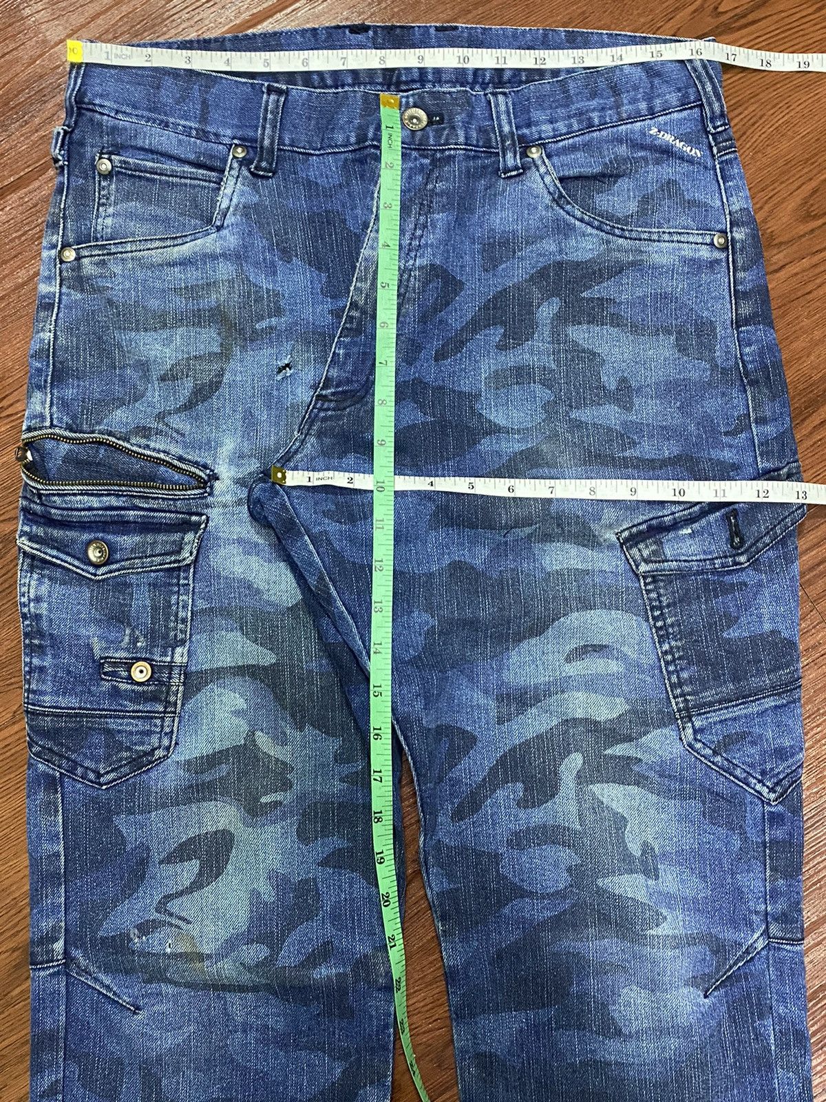 Japanese Brand Vintage Blue camo Loose Jeans Size US 33 - 12 Thumbnail