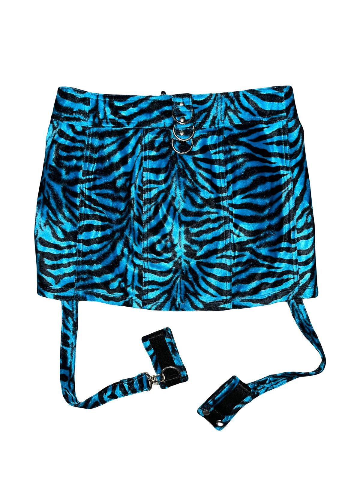 Tripp NYC Blue zebra mini skirt with hand cuff 🦓💙 Size 24" / US 00 / IT 34 - 2 Thumbnail